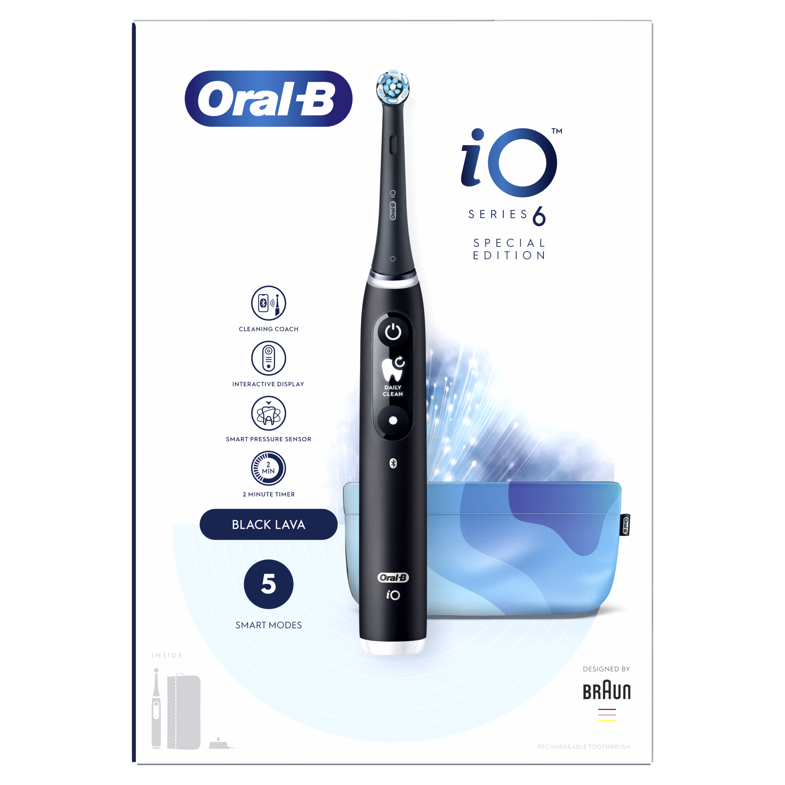 Oral-B iO6 Electric Toothbrush with Revolutionary Magnetic Technology and Micro Vibrations - Black Lava Special Edition