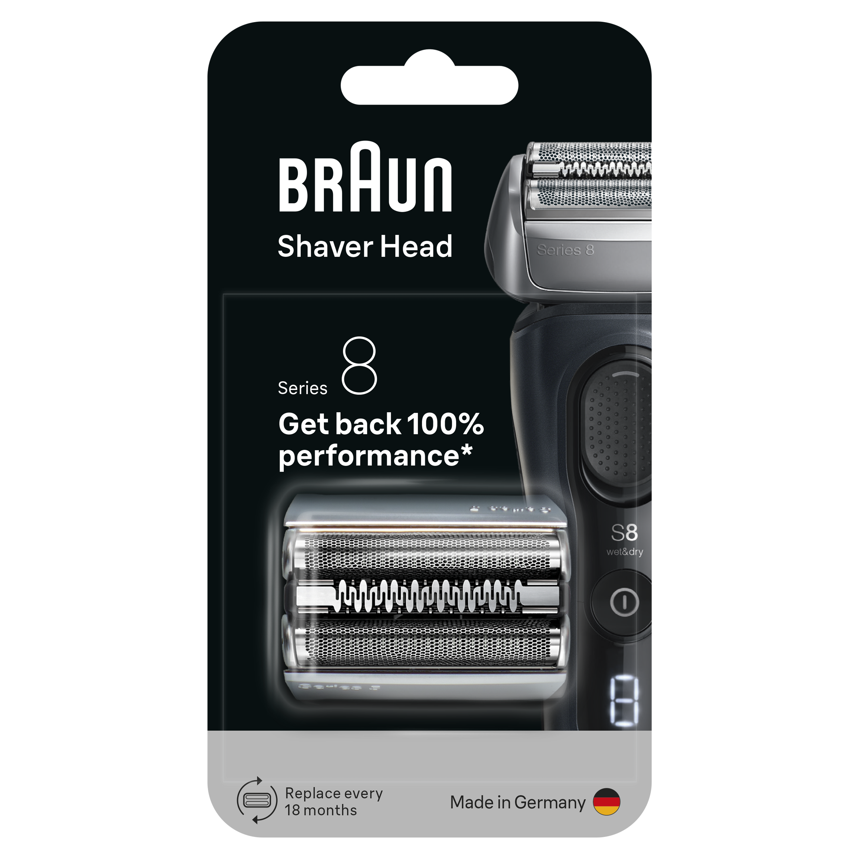 Braun Men's 83M Series 8 Foil and Cutter Cassette Replacement Head - Silver - Made In Germany