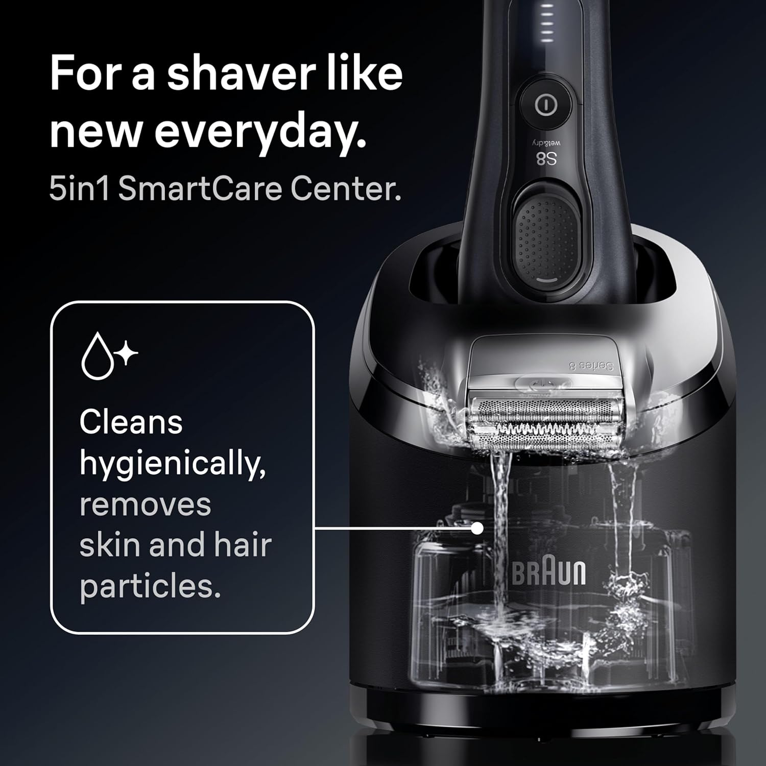 Braun Series 8 Electric Shaver for Men, Wet & Dry Razor with 4+1 Precision Head & Trimmer, 5in1 SmartCare Center, 8663CC, Grey