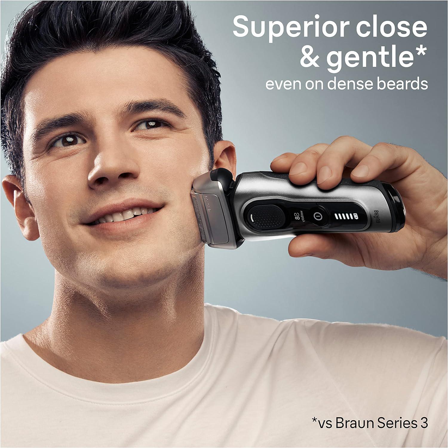 Braun Series 8 Electric Shaver for Men, 4+1 Wet & Dry Electric Razor 8567cc, Silver