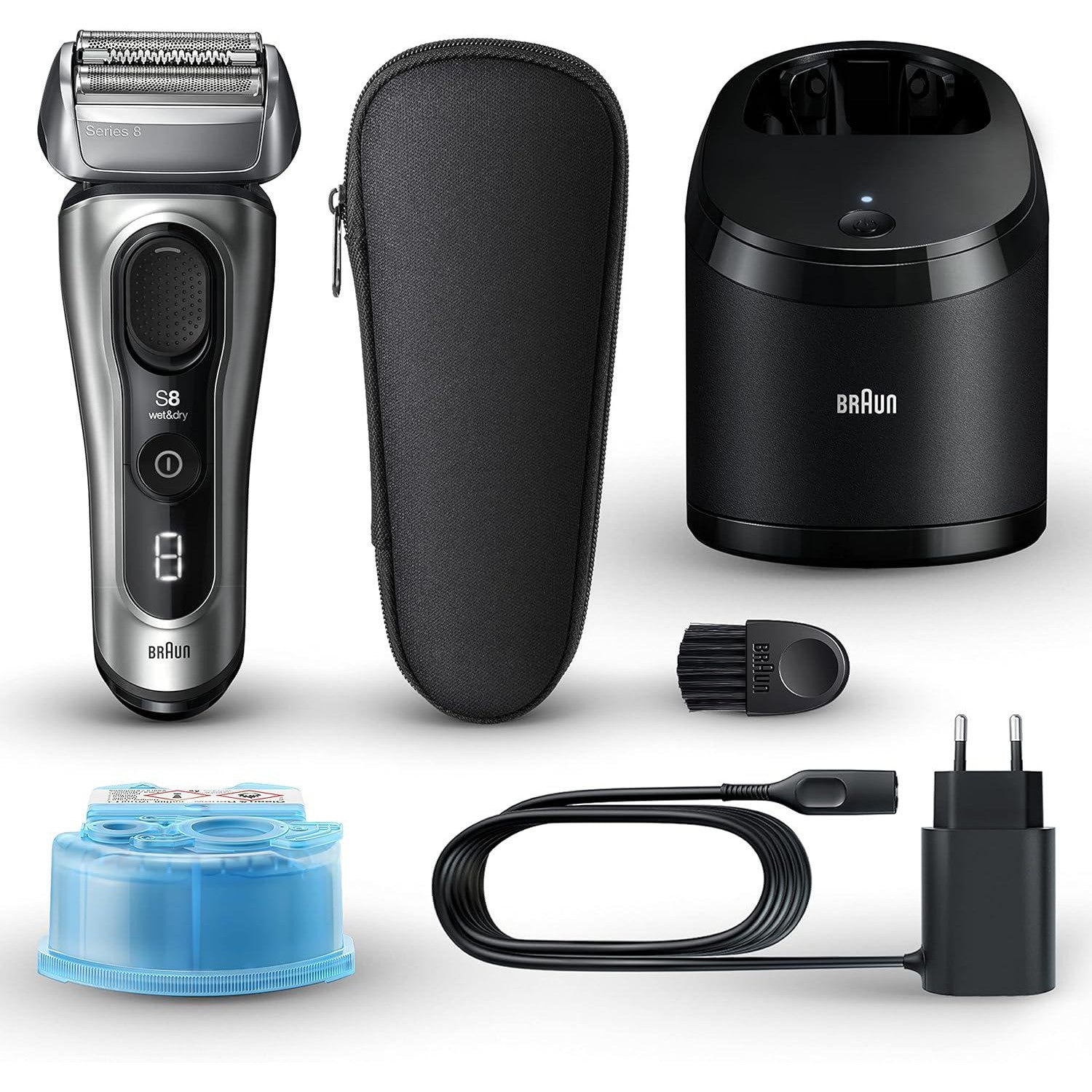 Braun Series 8 Electric Shaver for Men, 4+1 Wet & Dry Electric Razor 8567cc, Silver