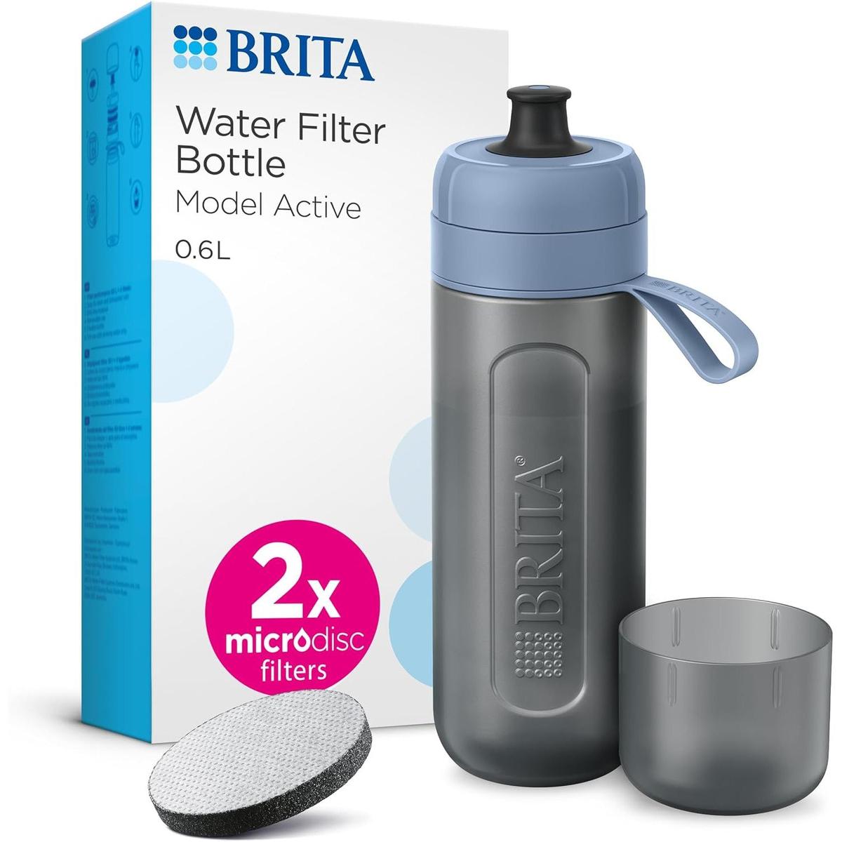 BRITA Sports Water Filter Bottle Model Active Dark Blue 600ml - squeezable BPA-free on-the-go bottle - Healthxpress.ie