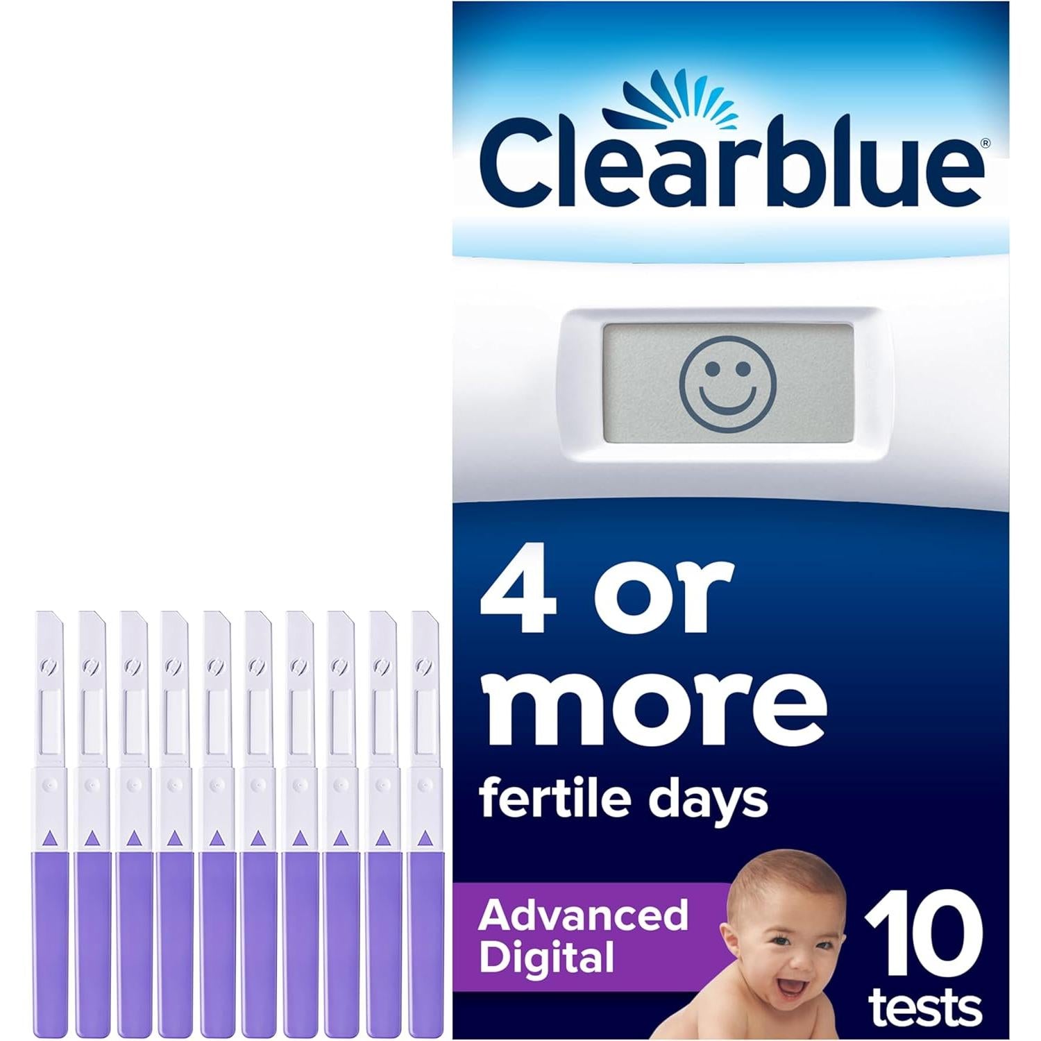 Clearblue Advanced Digital Ovulation Test Kit (OPK). Double Your Chances of Getting Pregnant, 1 Digital Holder and 10 Ovulation Tests,