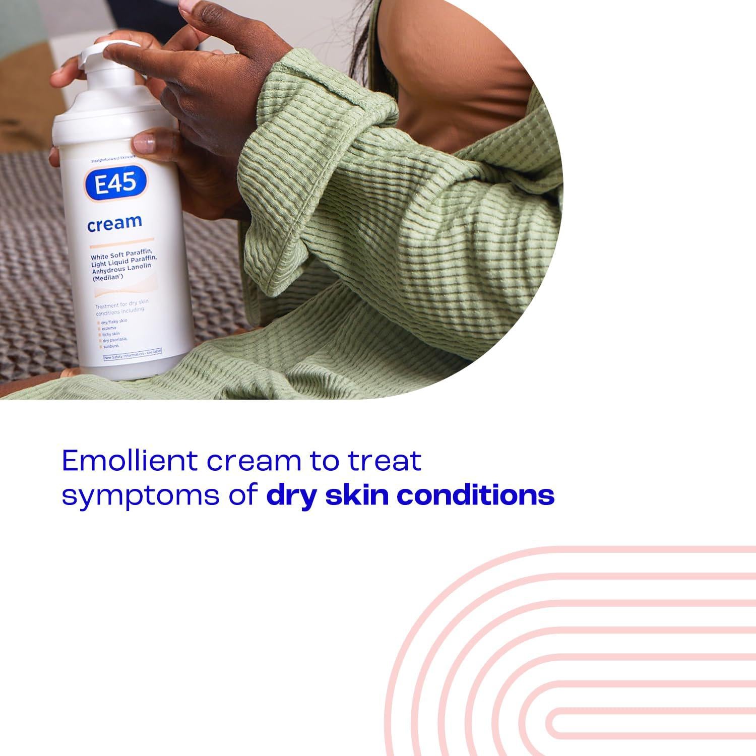 E45 Moisturiser for Dry Skin and Sensitive Skin Cream, 500g