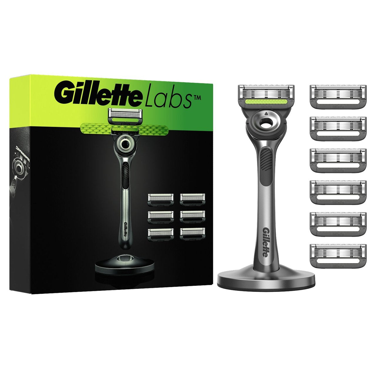 Gillette Labs Big Blade Pack Razor with 7 x  Replacement Blade Refills with Exfoliating Bar