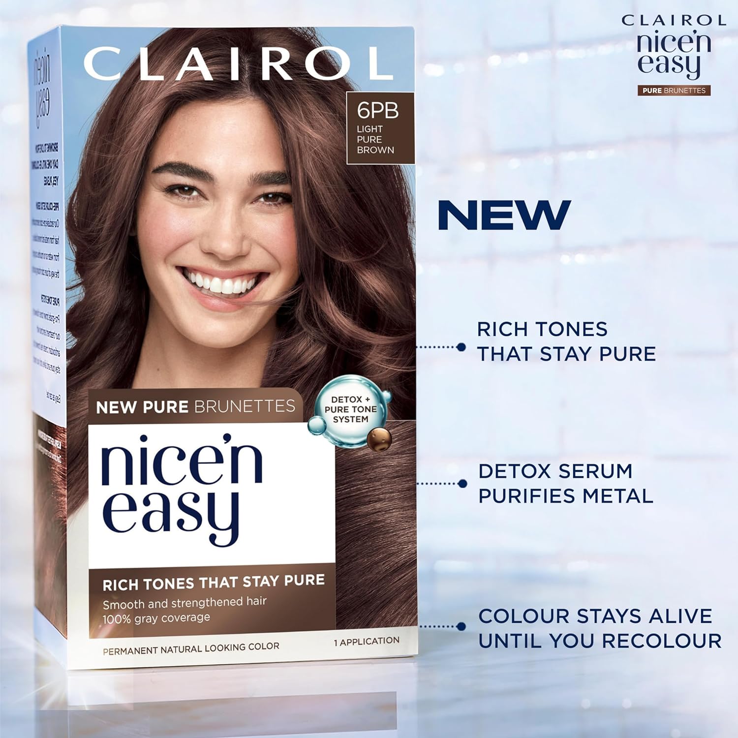 Clairol Nice n’ Easy Pure Brunettes Hair Colour 5PB Medium Mocha Brown , Permanent Hair Dye