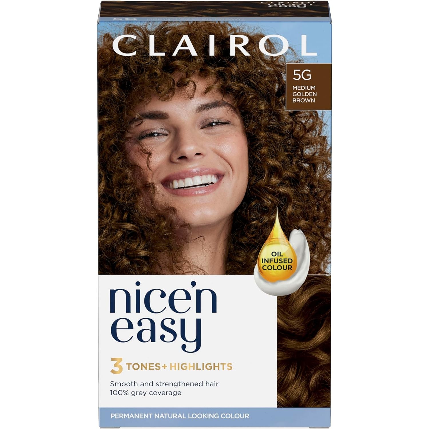 Clairol Nice'n Easy Crème, Permanent Hair Dye, 5G Medium Golden Brown