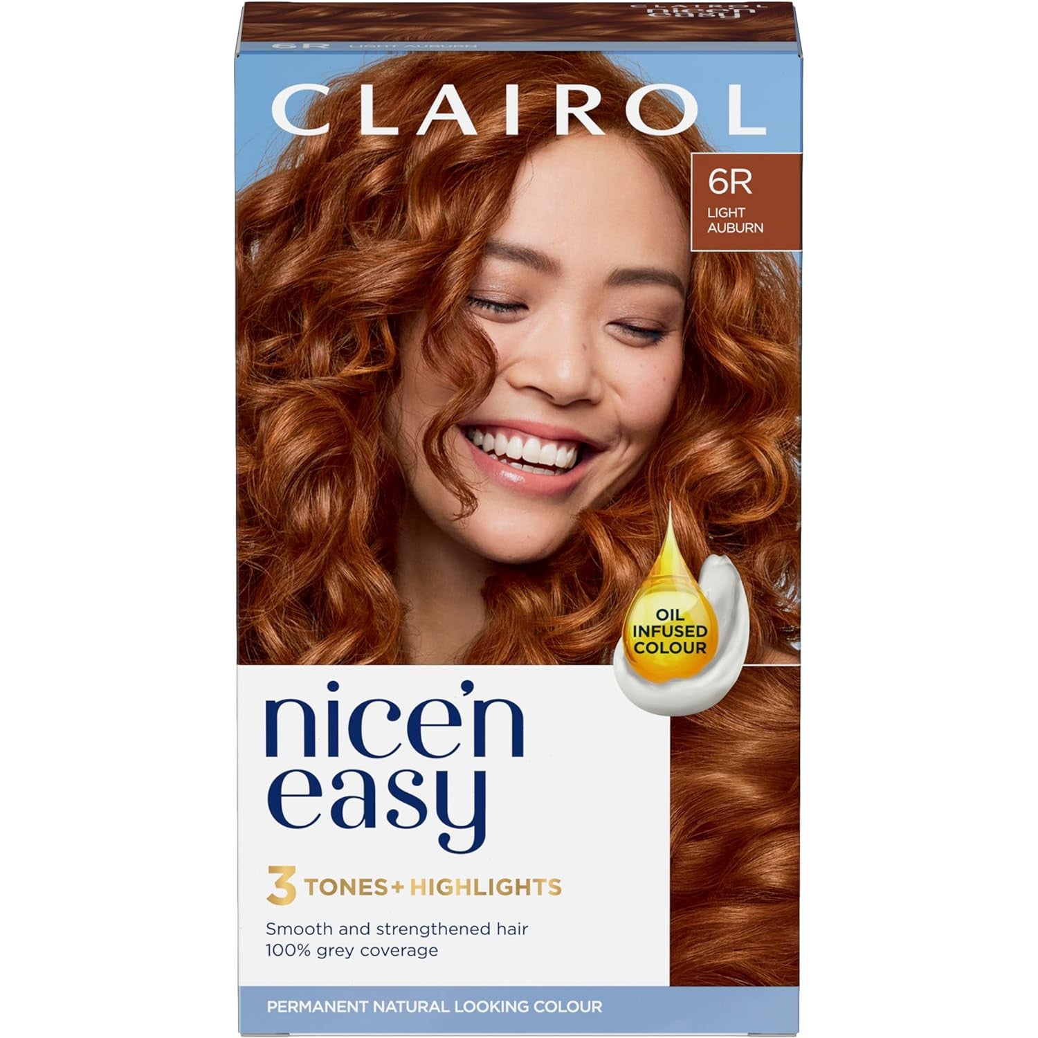 Clairol Nice'n Easy Crème, Permanent Hair Dye, 6R Light Auburn