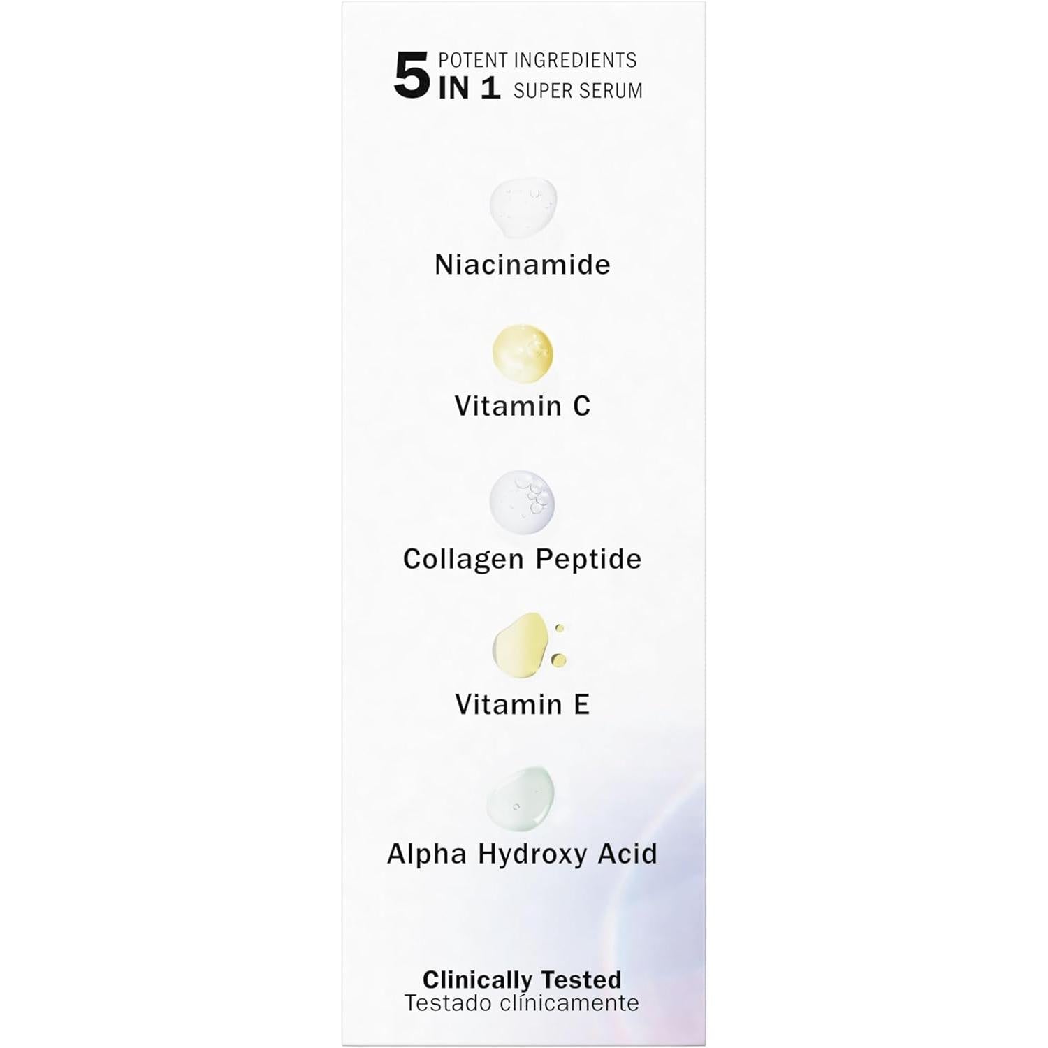 Olay Super Serum, Vitamin C Serum for Face, with Niacinamide, Collagen Peptide, Skincare for Anti Ageing & Brightening, 30ml