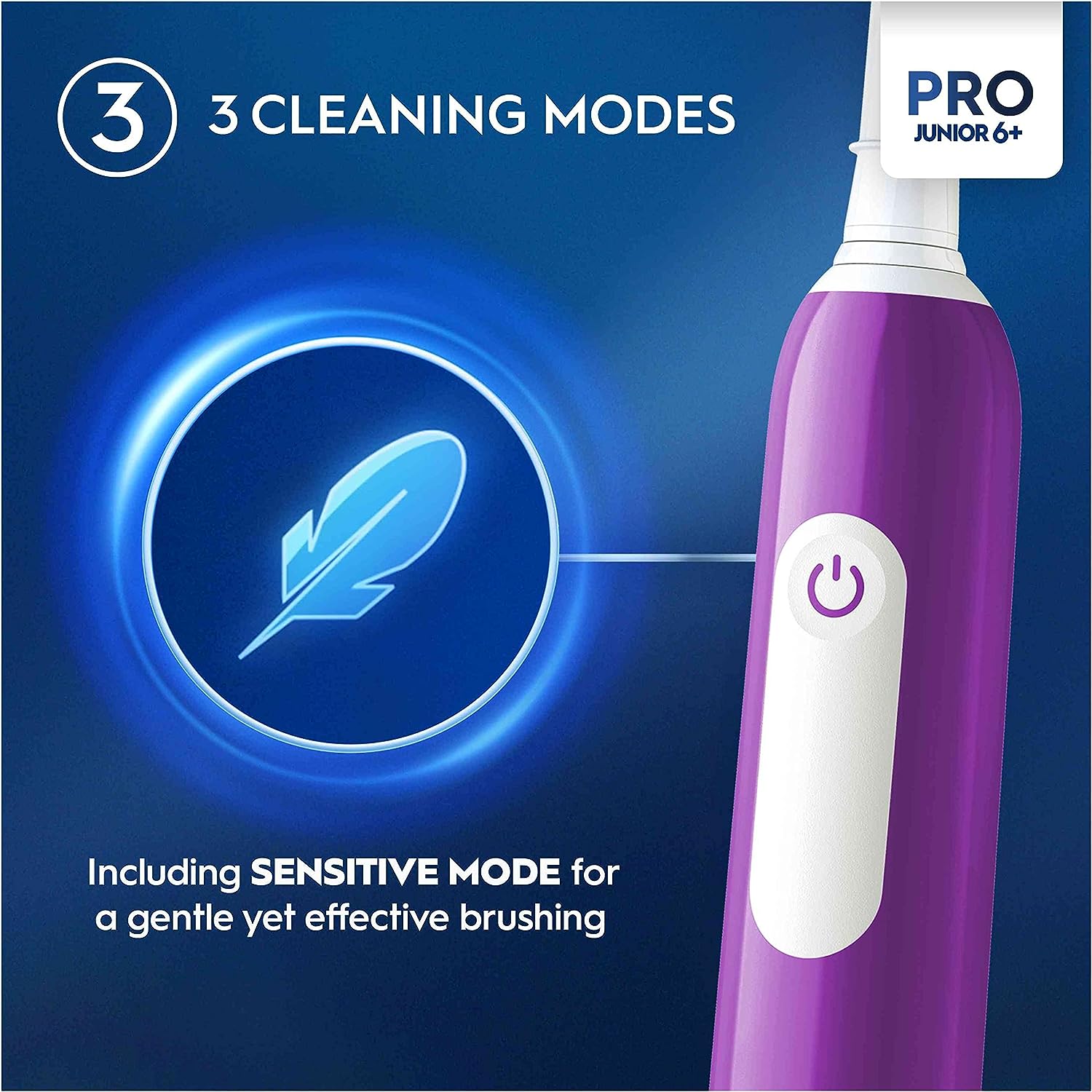 Oral-B Pro Junior Kids Electric Toothbrush, Sensitive Mode, For Ages 6+, Purple