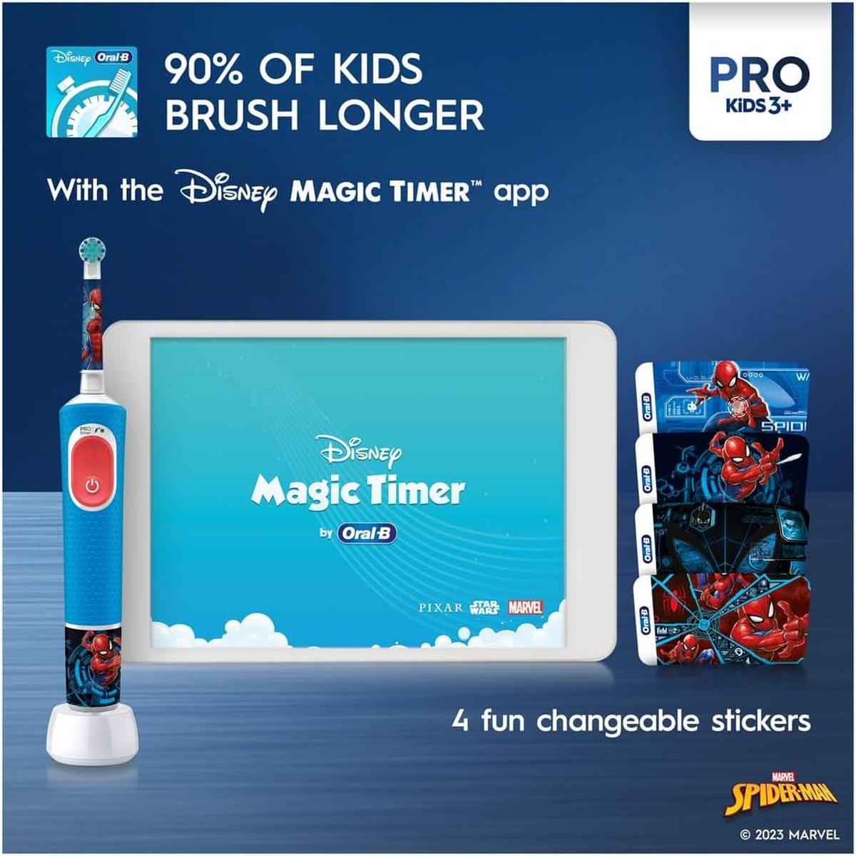 Oral-B Pro Spiderman Kids Electric Toothbrush with Travel Case For Ages 3+ - Blue - Healthxpress.ie