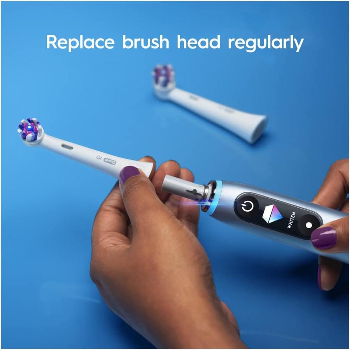 Oral-B iO 6pk Radiant White Replacement Toothbrush Heads, Angled Bristles Deeper Plaque Removal, with Polishing Petals for Teeth Whitening - Healthxpress.ie