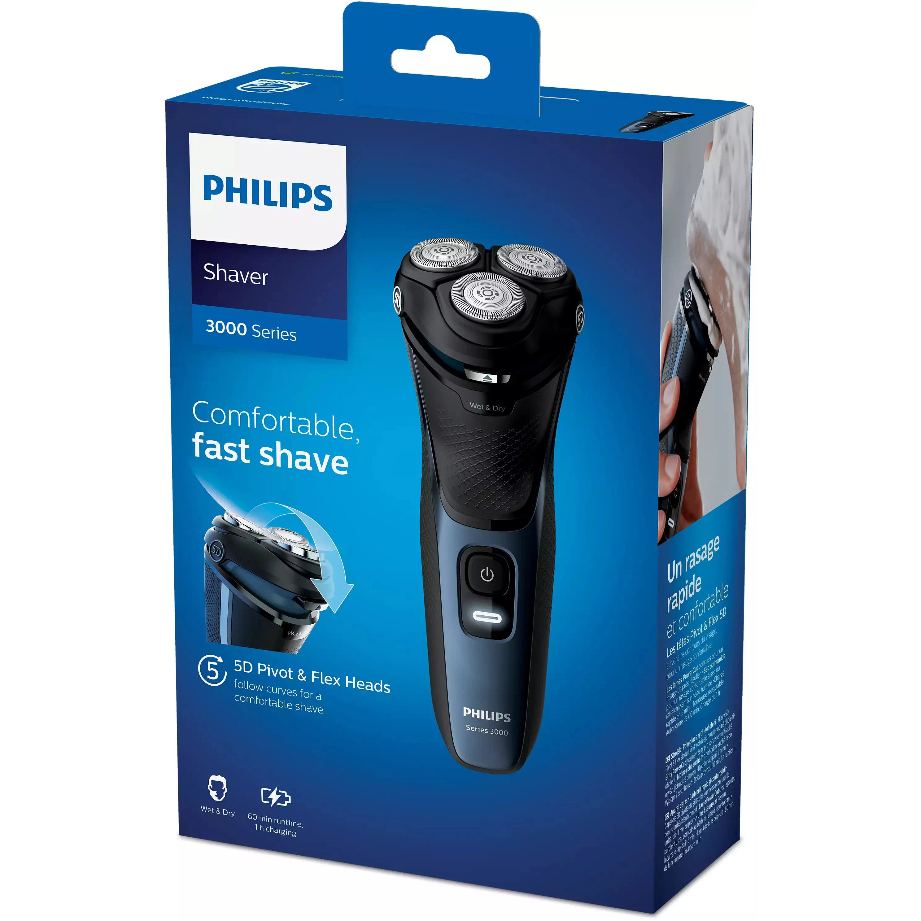 Philips S3134/51 Series 3000 Wet or Dry Electric Shaver - 5D Pivot & Flex Heads
