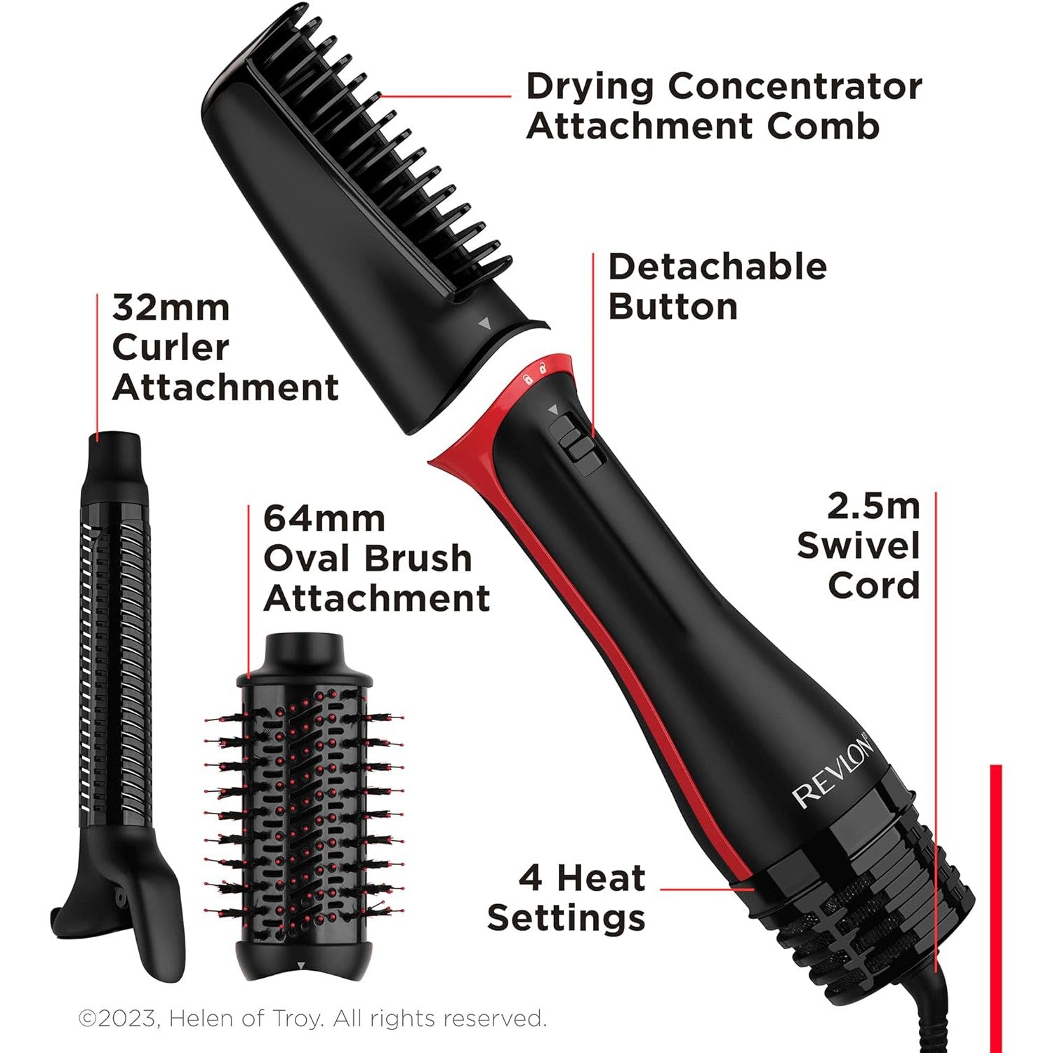 Revlon One-Step Blow-Dry Multi Styler - 3 in 1 Tool - Dry, curl and volumise with 3 attachments RVDR5333