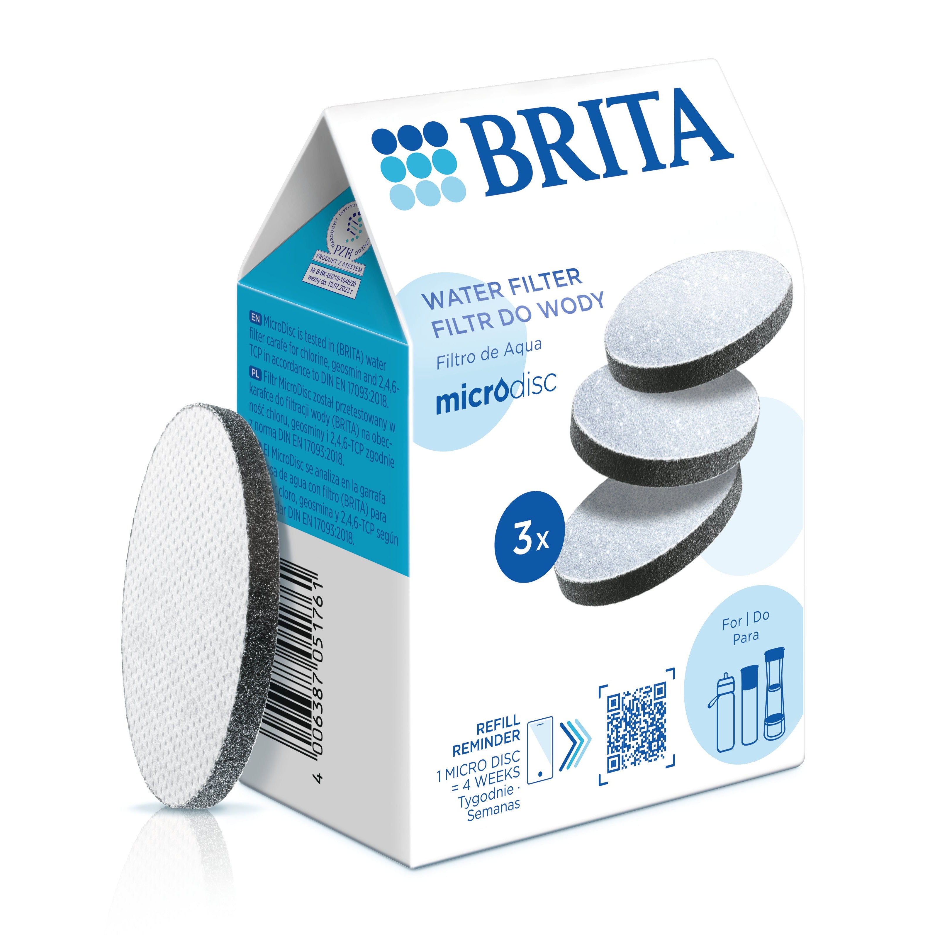 BRITA MicroDisc Replacement Filters, Water Purifier - Easy to Use, Pack of 3