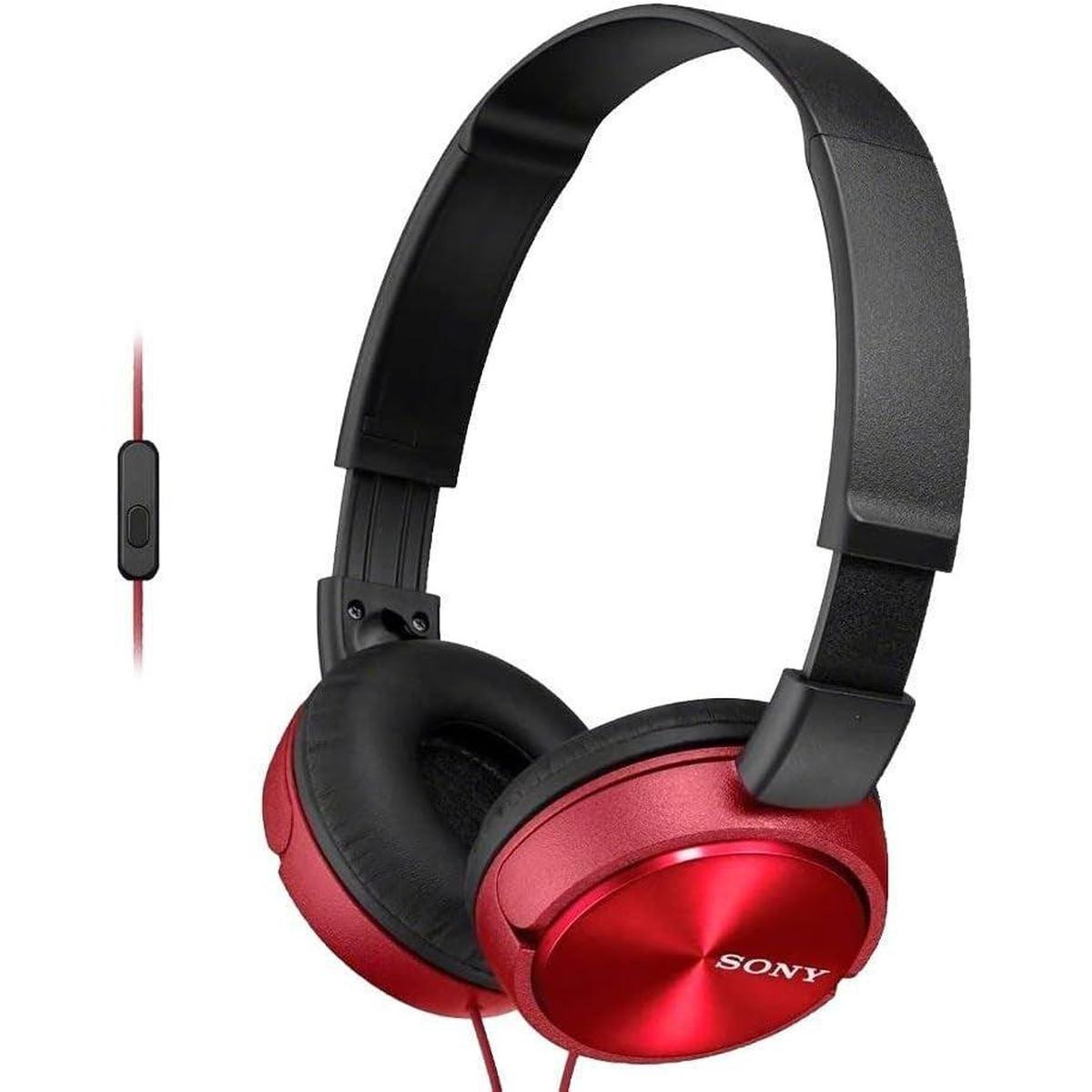 Sony MDR-ZX310AP On-Ear Headphones Compatible with Smartphones, Tablets and MP3 Devices - Metallic Red - Healthxpress.ie