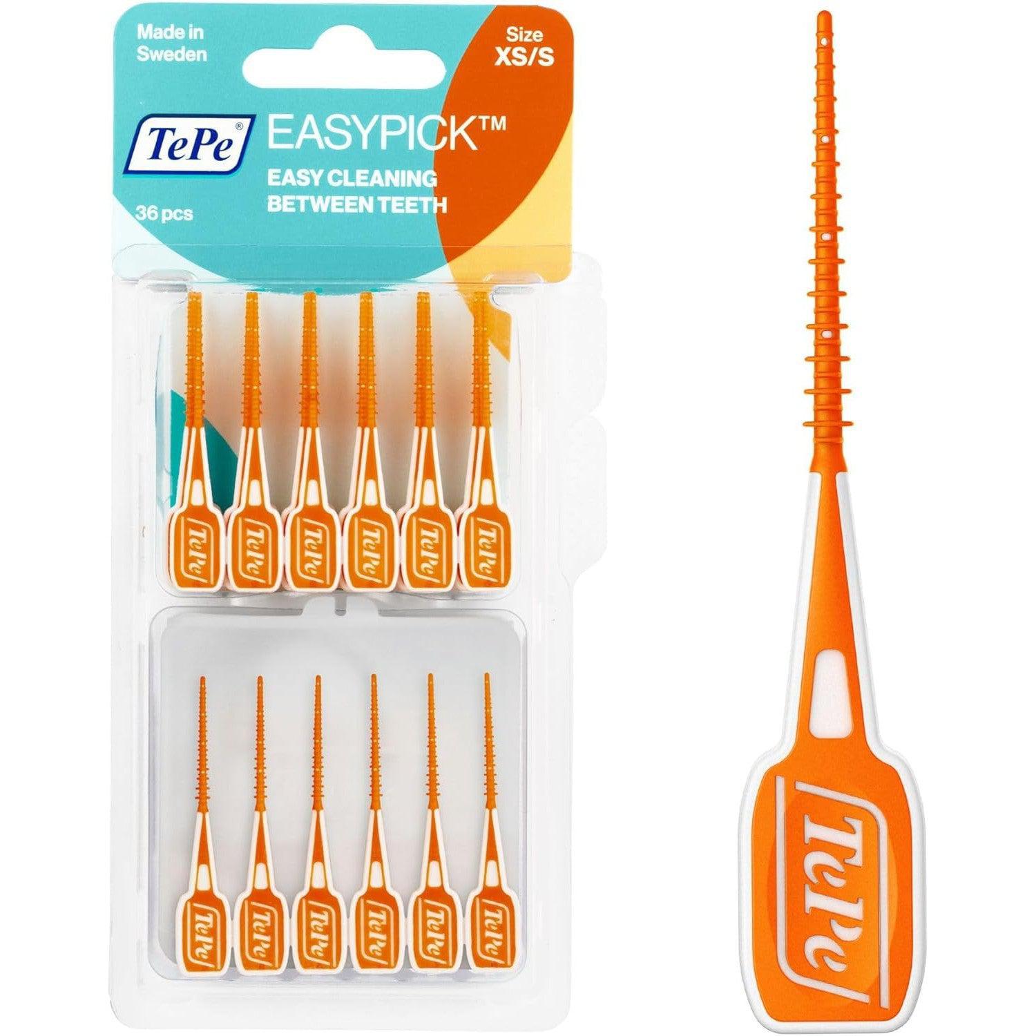 TePe Easypick Dental Picks, Size XS/S, Orange, Pack of 36