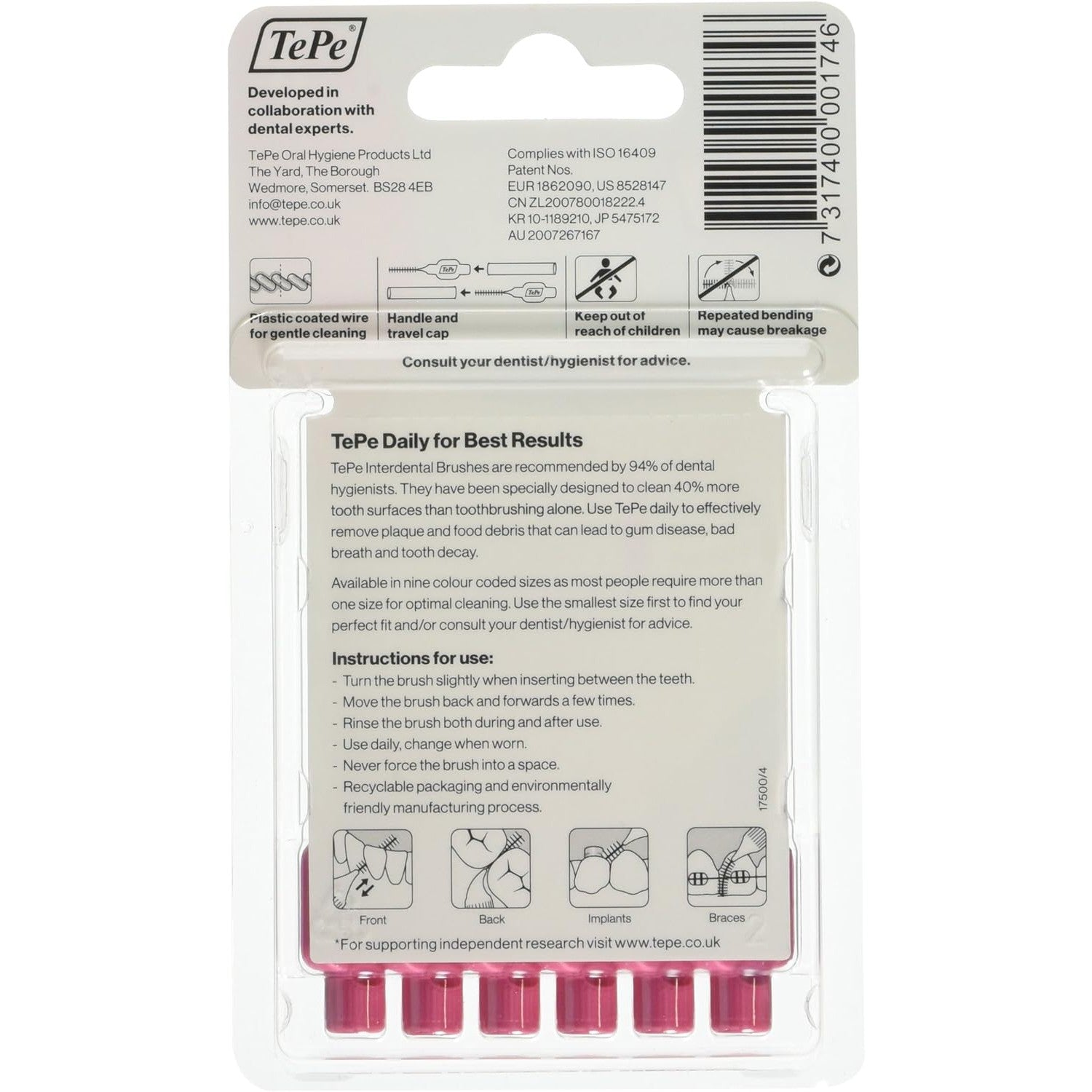 TePe Interdental Brush Pink 0.4mm Pack of 6