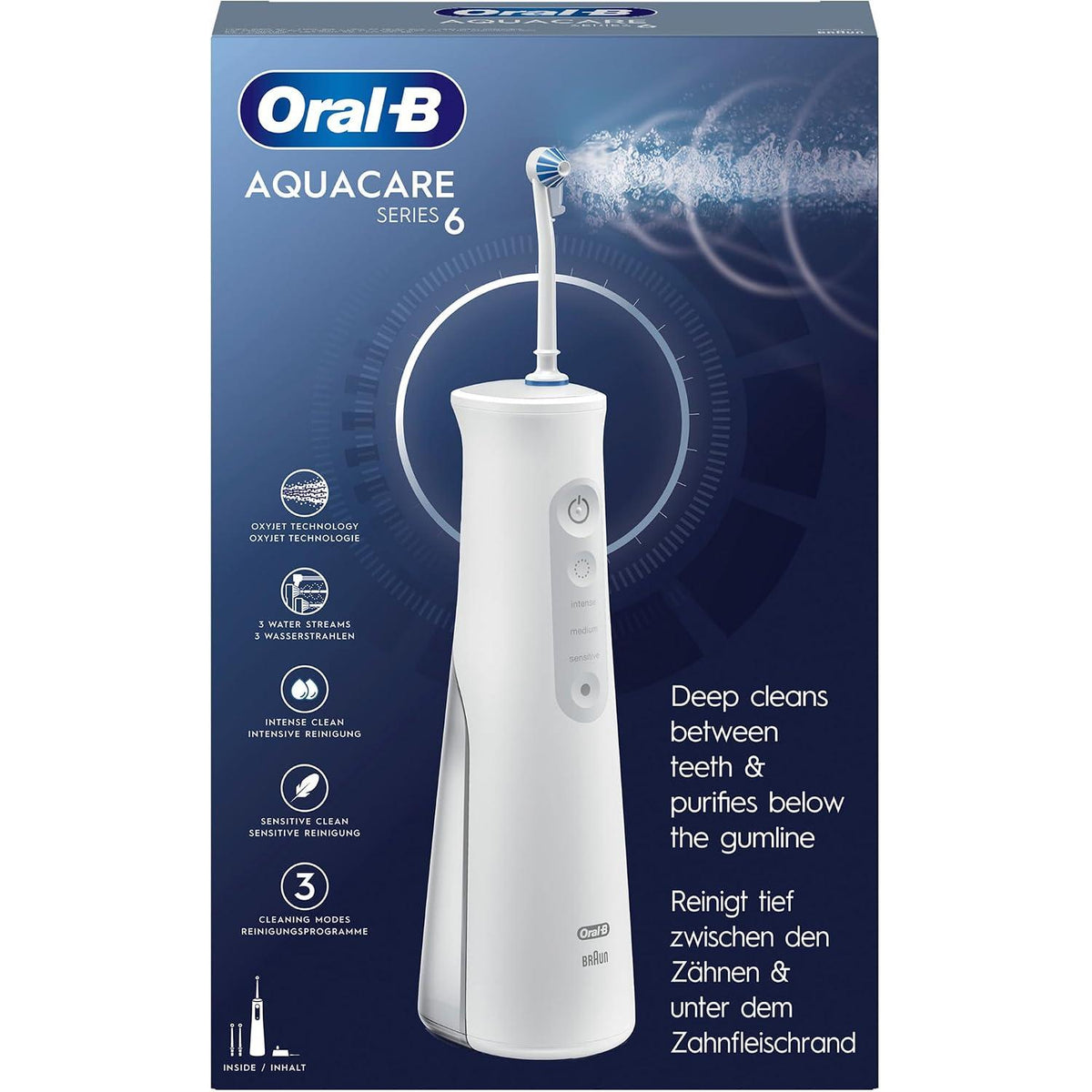 Oral-B Aquacare Pro-Expert Cordless Dental Irrigator with Oxyjet Technology - White