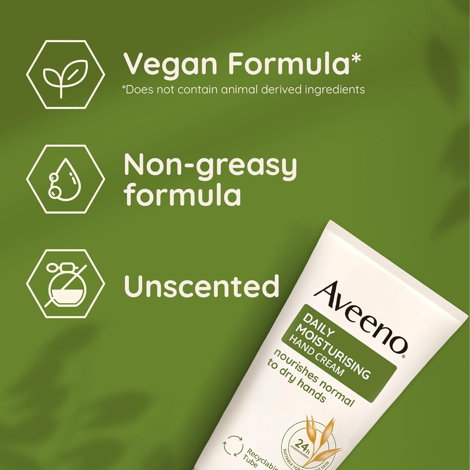 Aveeno Daily Moisturising Hand Cream, With Nourishing Oat, Suitable For Sensitive Skin, 75ml