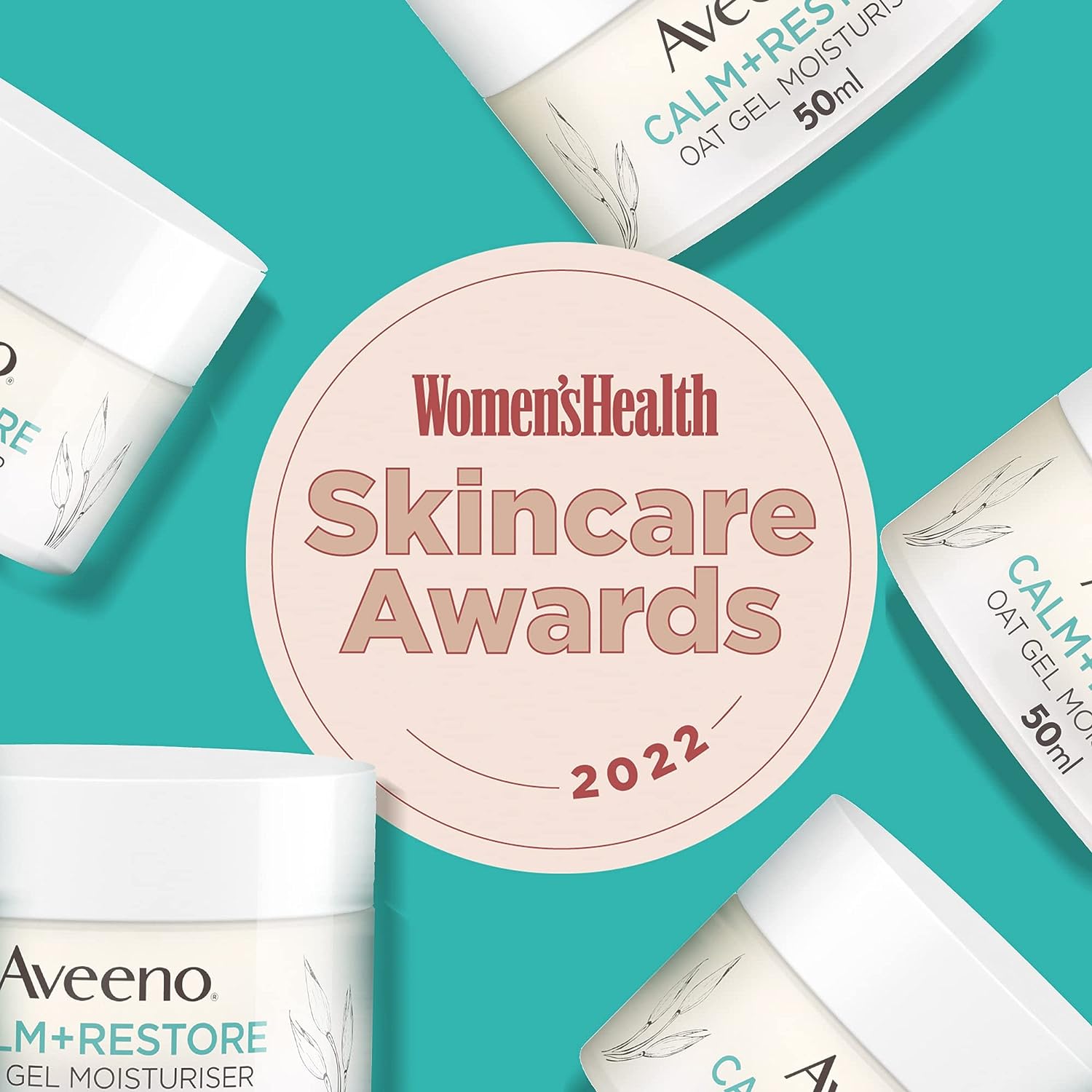 Aveeno Face Calm+Restore Oat Gel Moisturiser, 24-Hour Moisturisation, Fragrance Free, 50ml