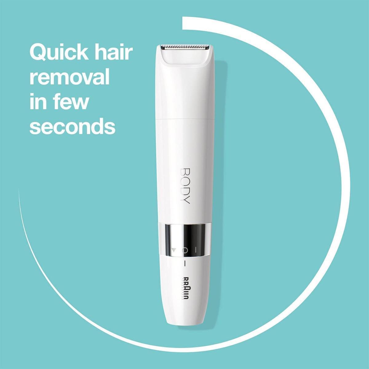 Braun BodyGroom BS1000 Wet & Dry Mini Trimmer - Quick Hair Removal - White - Healthxpress.ie