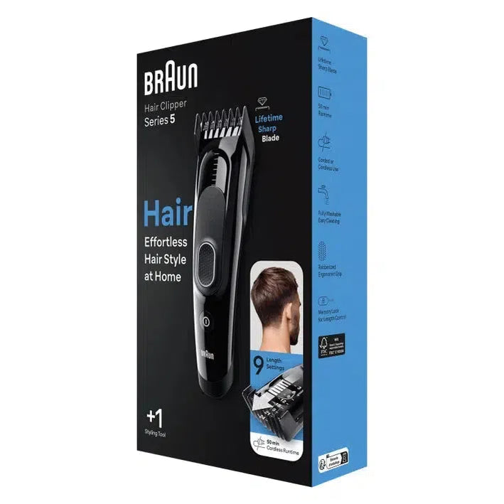 Braun Hair Clipper Series 5 HC5310 with 9 Length Settings & 1 Comb