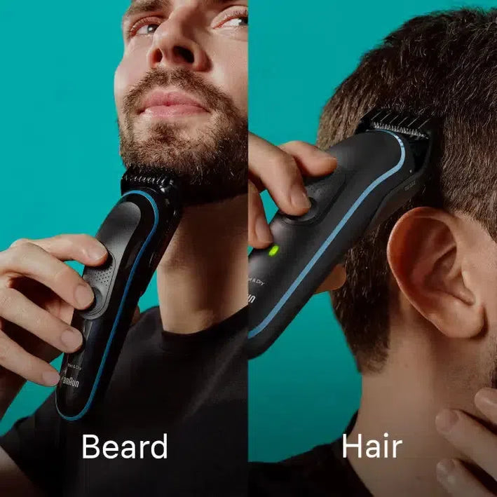 Braun 9-in-1 Style Kit Series 5 MGK5411 Beard, Body, Ear & Nose. With 100-min Runtime + Pouch, Blue