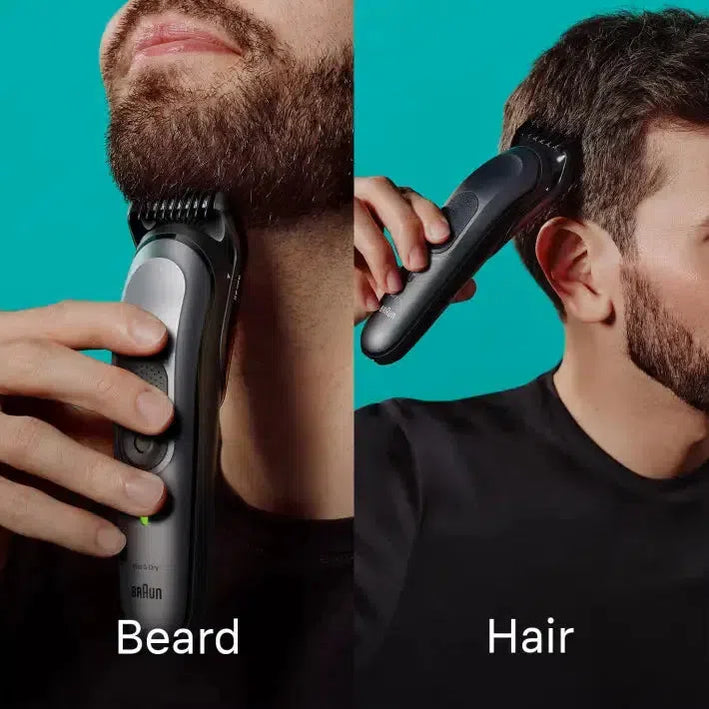 Braun 11-in-1 Style Kit 7 MGK7440 Beard, Body & Hair. With metal blade, 100min Runtime + Pouch, Grey