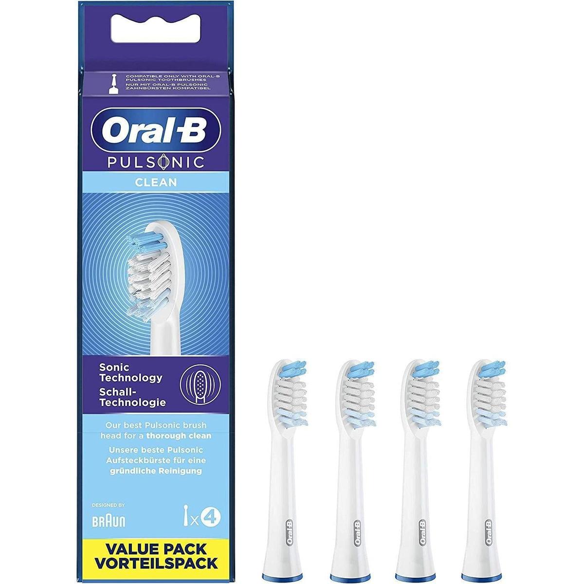 Braun Oral-B Pulsonic Clean Toothbrush Heads for Sonic Toothbrushes- Gentle Cleaning, 4 Pack - Healthxpress.ie