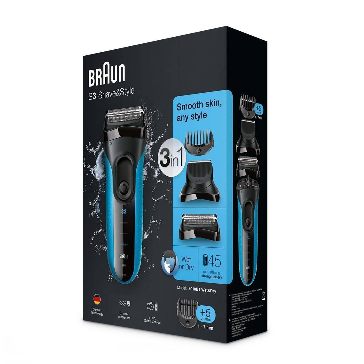 Braun Series 3 Shave & Style 3010BT 3-in-1 Electric Shaver with Precision Trimmer