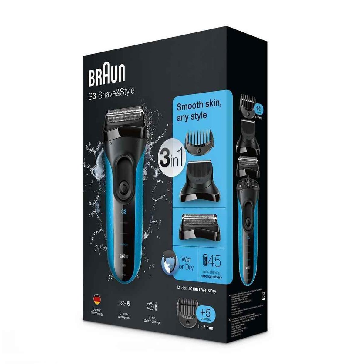 Braun Series 3 Shave & Style 3010BT 3-in-1 Electric Shaver with Precision Trimmer