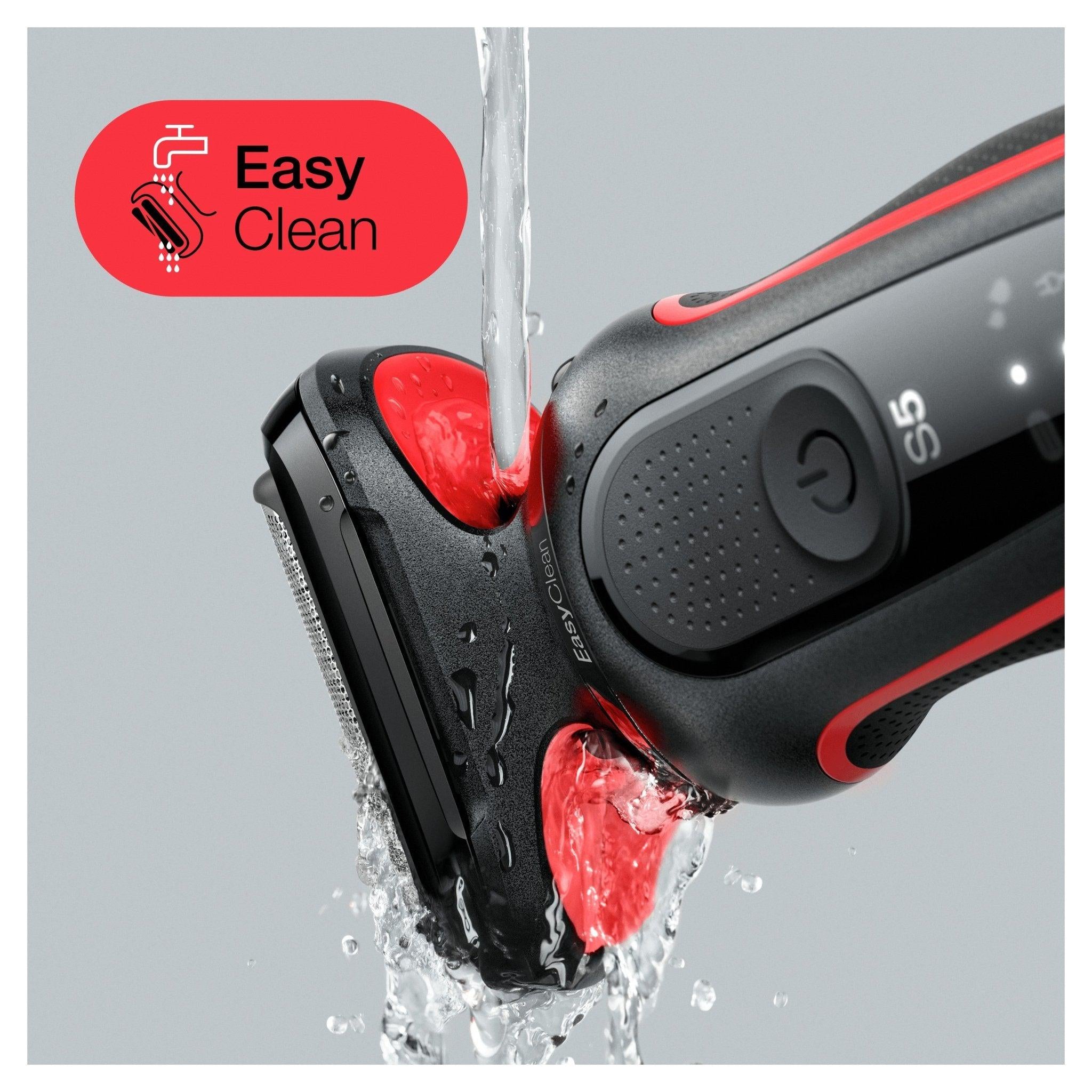 Braun Series 5 50-R1000s Wet and Dry Foil Shaver - Black & Red