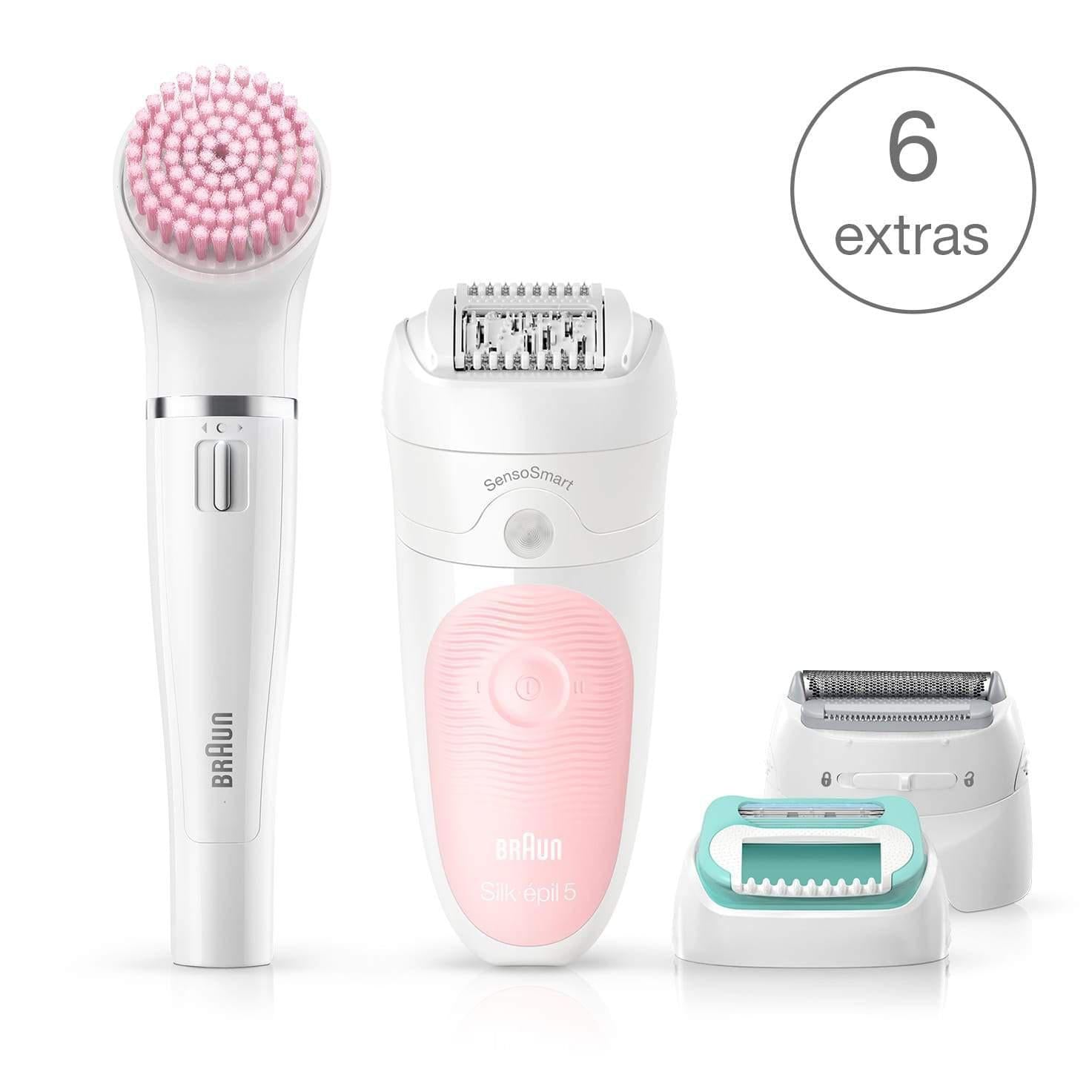 Braun Silk-épil Beauty Set 5 5/875 Wet and Dry Epilator w/ 3 Extras - Pink/White