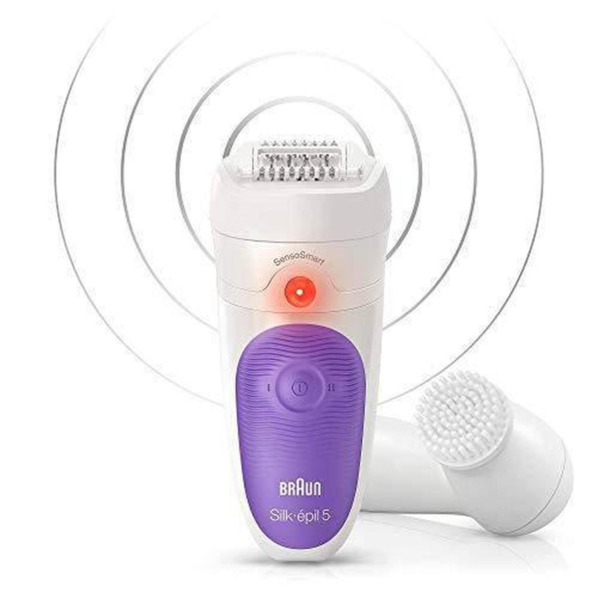Braun Women's Silk-Epil 5 SensoSmart 5/870 Wet/Dry Epilator w/ 5 Extras - Purple - Healthxpress.ie