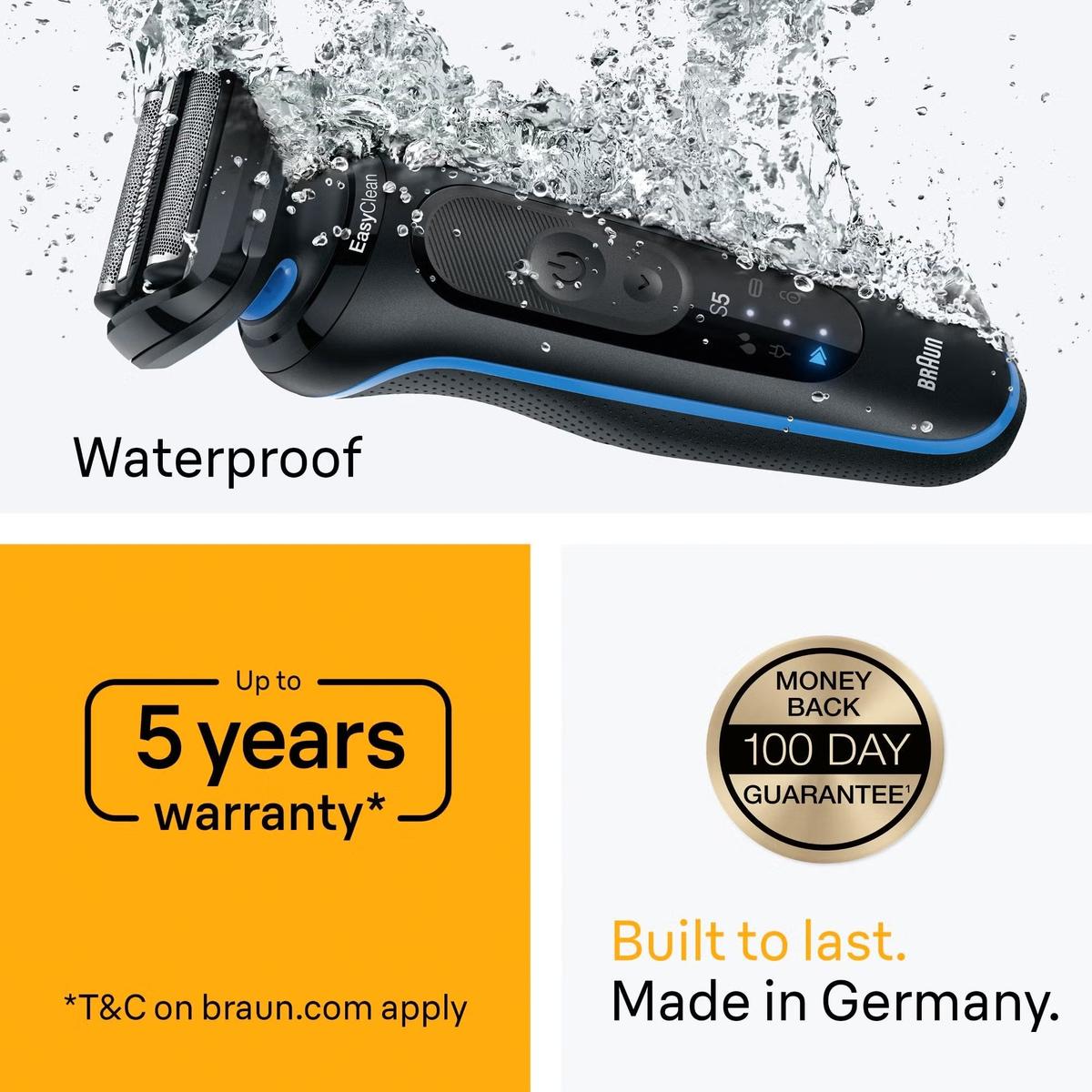 Braun Series 5 Electric Shaver 52-B7000cc with Cleaning System , Wet & Dry, Blue