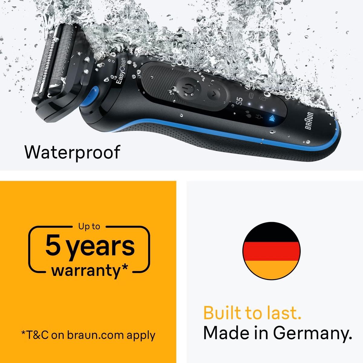 Braun Series 5 52‑B7200cc Electric Shaver for Men 4in1 SmartCare Center & 1 Attachment, Wet & Dry, Blue