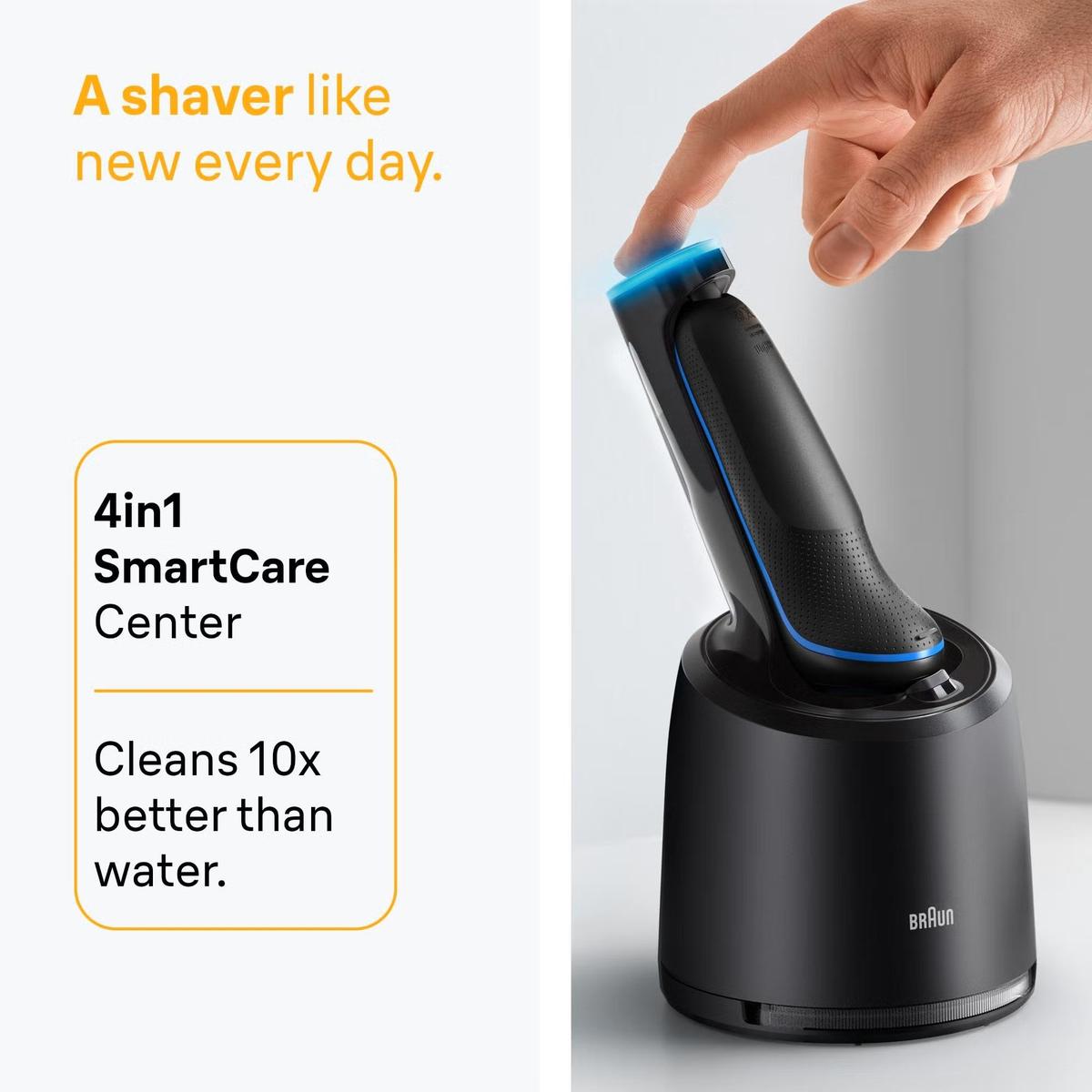 Braun Series 5 52‑B7200cc Electric Shaver for Men 4in1 SmartCare Center & 1 Attachment, Wet & Dry, Blue