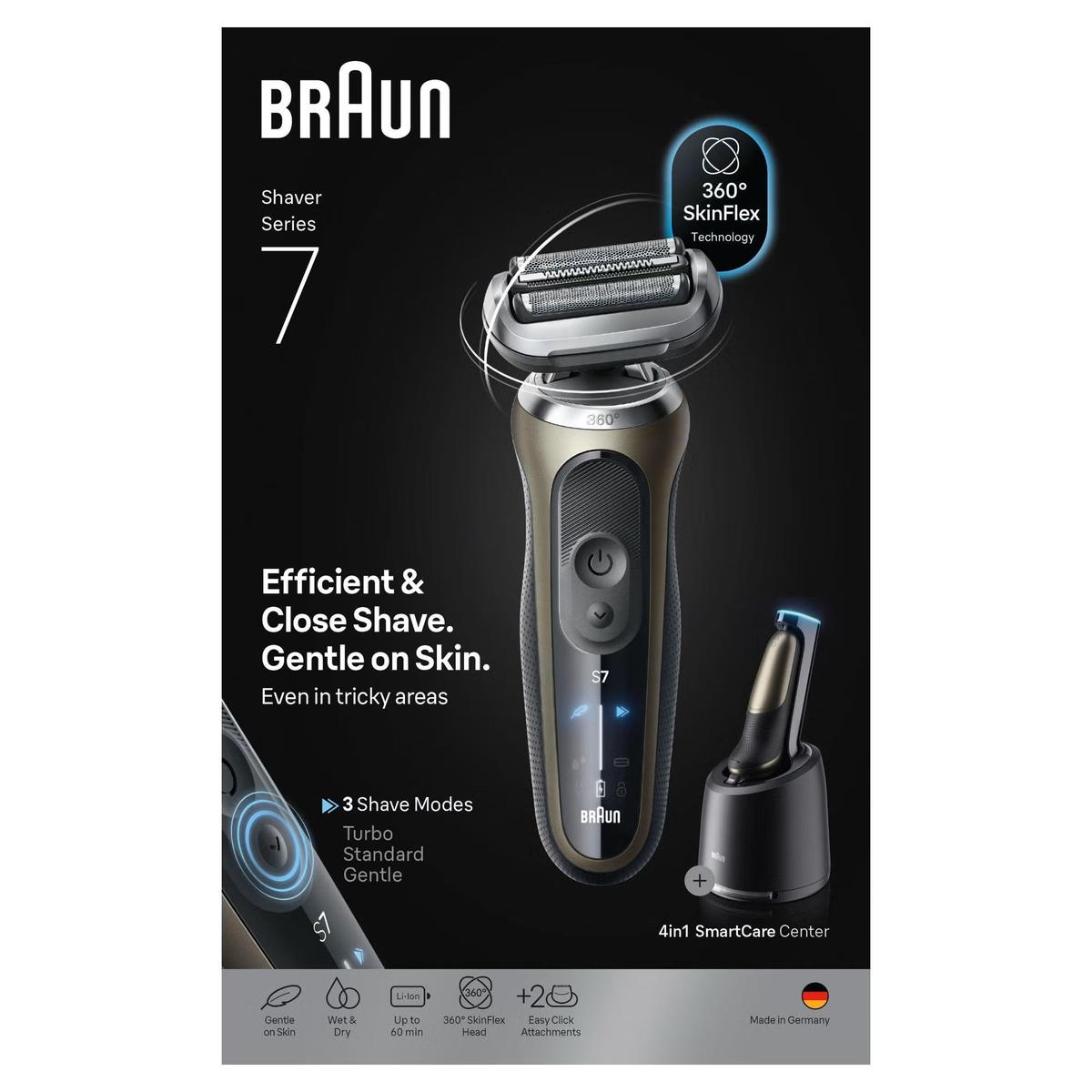 Braun Series 7 72-C7650cc Men's Electric Shaver with Cleaning System & Beard and Body Grooming tools, Gold
