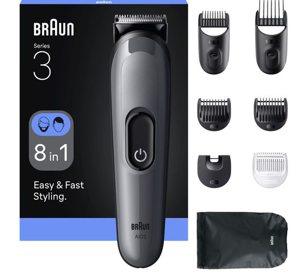 BRAUN All-in-One Series 3 AIO3540 8-in-1 Grooming Kit - Grey