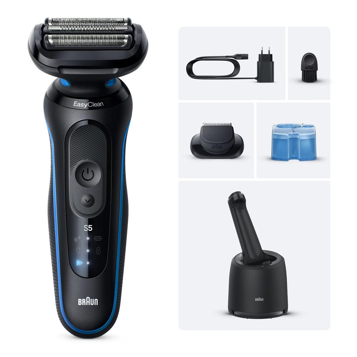 Braun Series 5 Electric Shaver 52-B7000cc with Cleaning System , Wet & Dry, Blue