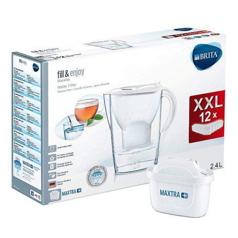 Brita Marella MAXTRA+ Water Filter Jug with 12 Cartridges - 2.4L, Cool White