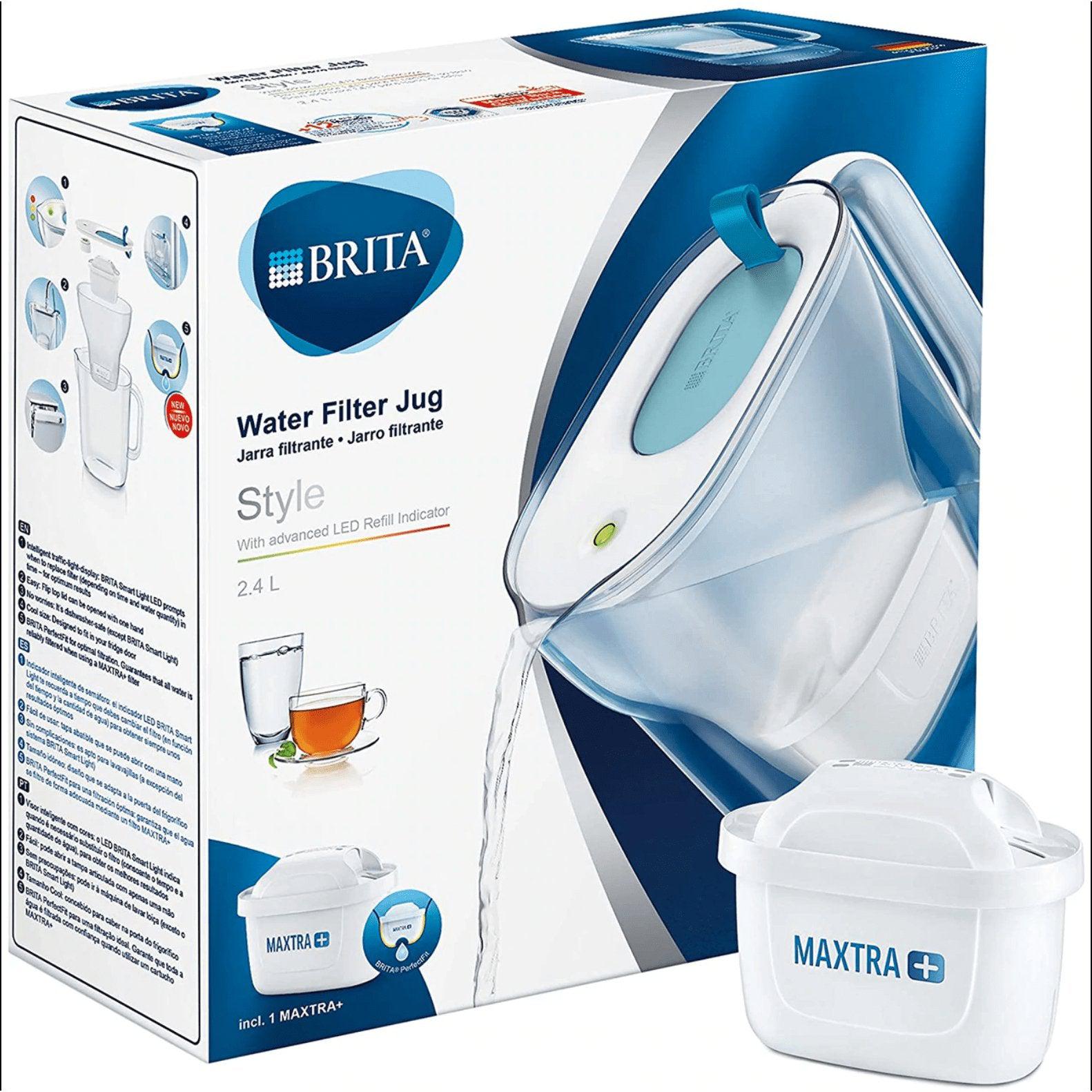 BRITA Style Cool MAXTRA+ Slim 2.3L Water Filter Fridge Jug + Cartridge - Blue