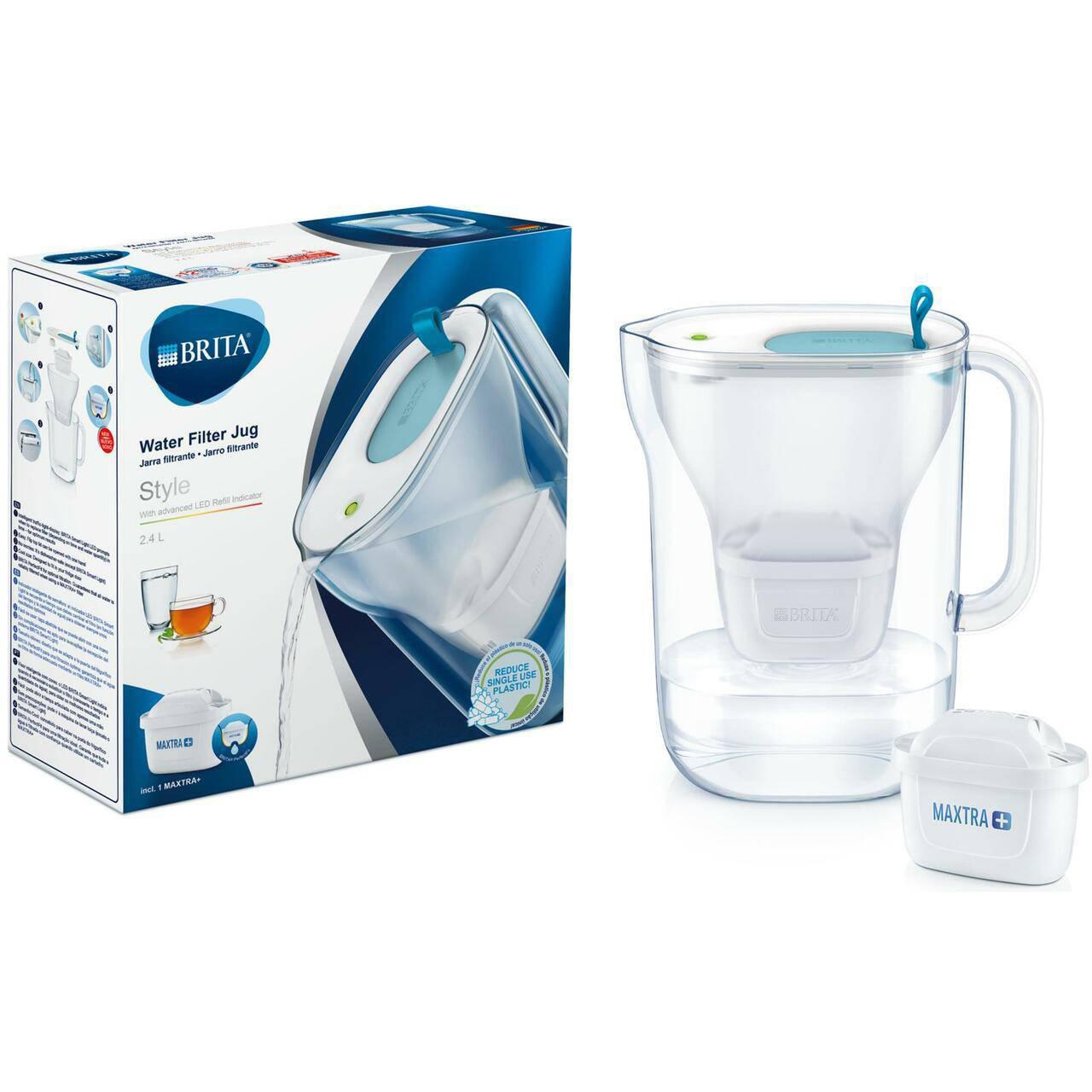 BRITA Style Cool MAXTRA+ Slim 2.3L Water Filter Fridge Jug + Cartridge - Blue