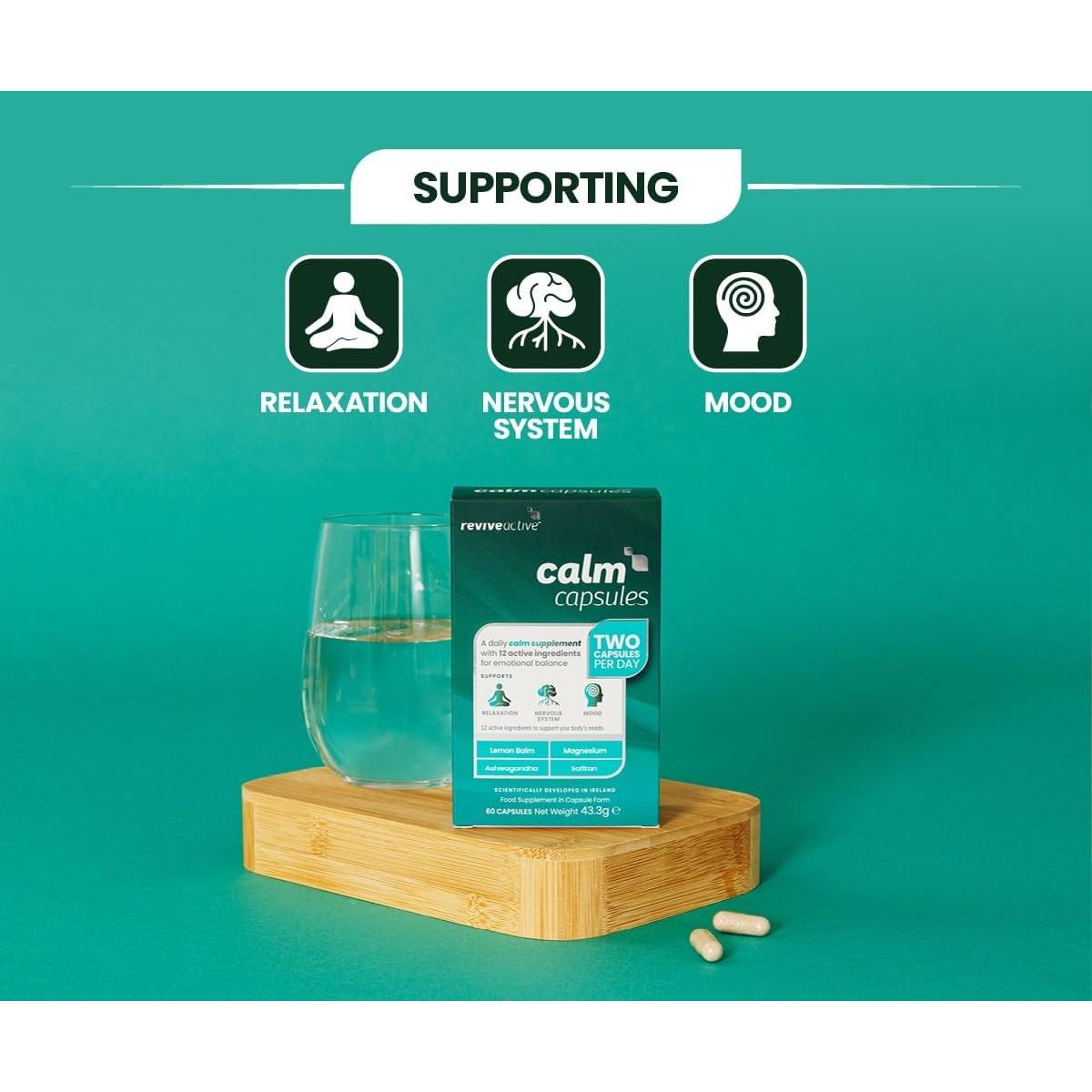 Revive Active Calm Capsules - 12 Active Ingredients - Ashwagandha with Essential Vitamins and Magnesium - Supports - 60 Capsules