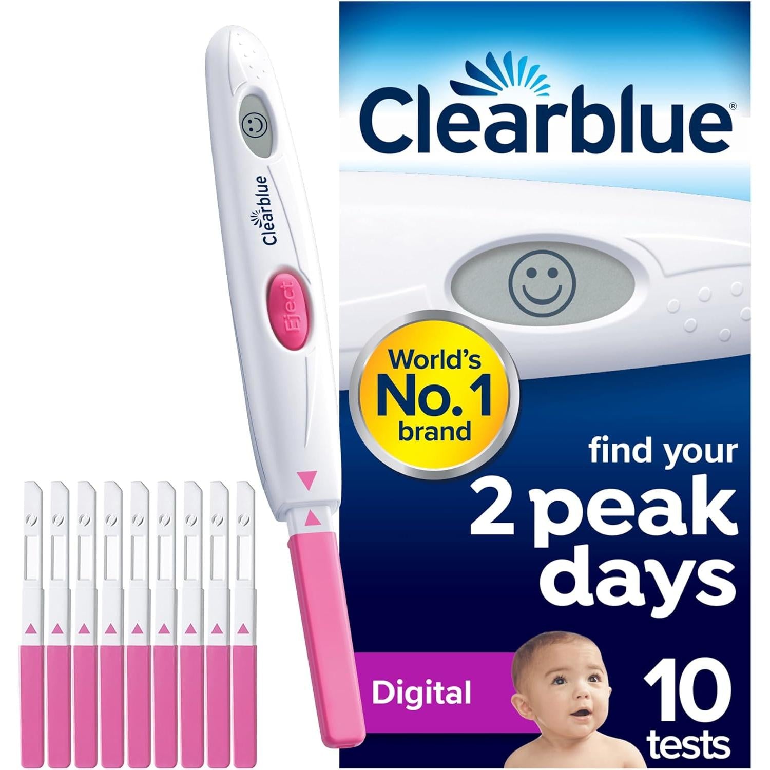 Clearblue Digital Ovulation Test Kit - Over 99% Accurate - 1 Device & 10 Tests