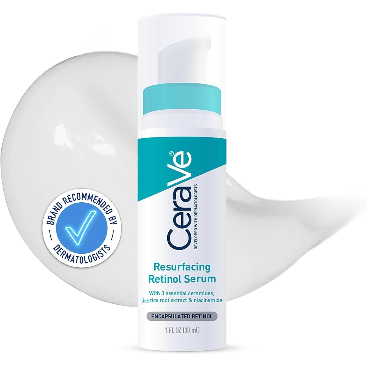 CeraVe Resurfacing Retinol Serum with Ceramides & Niacinamide for Blemish-Prone Skin 30ml, 3 Essential Ceramides, Dermatological Skincare, Hyaluronic Acid
