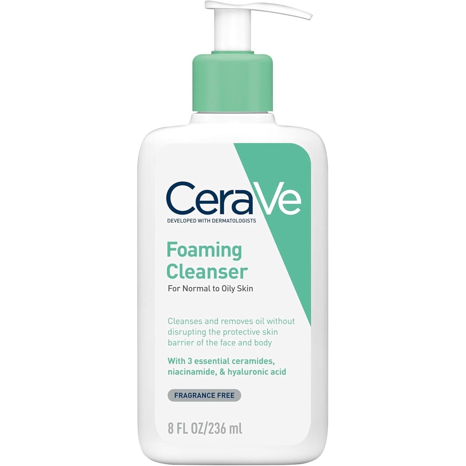 CeraVe Foaming Cleanser for Normal to Oily Skin with Niacinamide and 3 Essential Ceramides 236ml