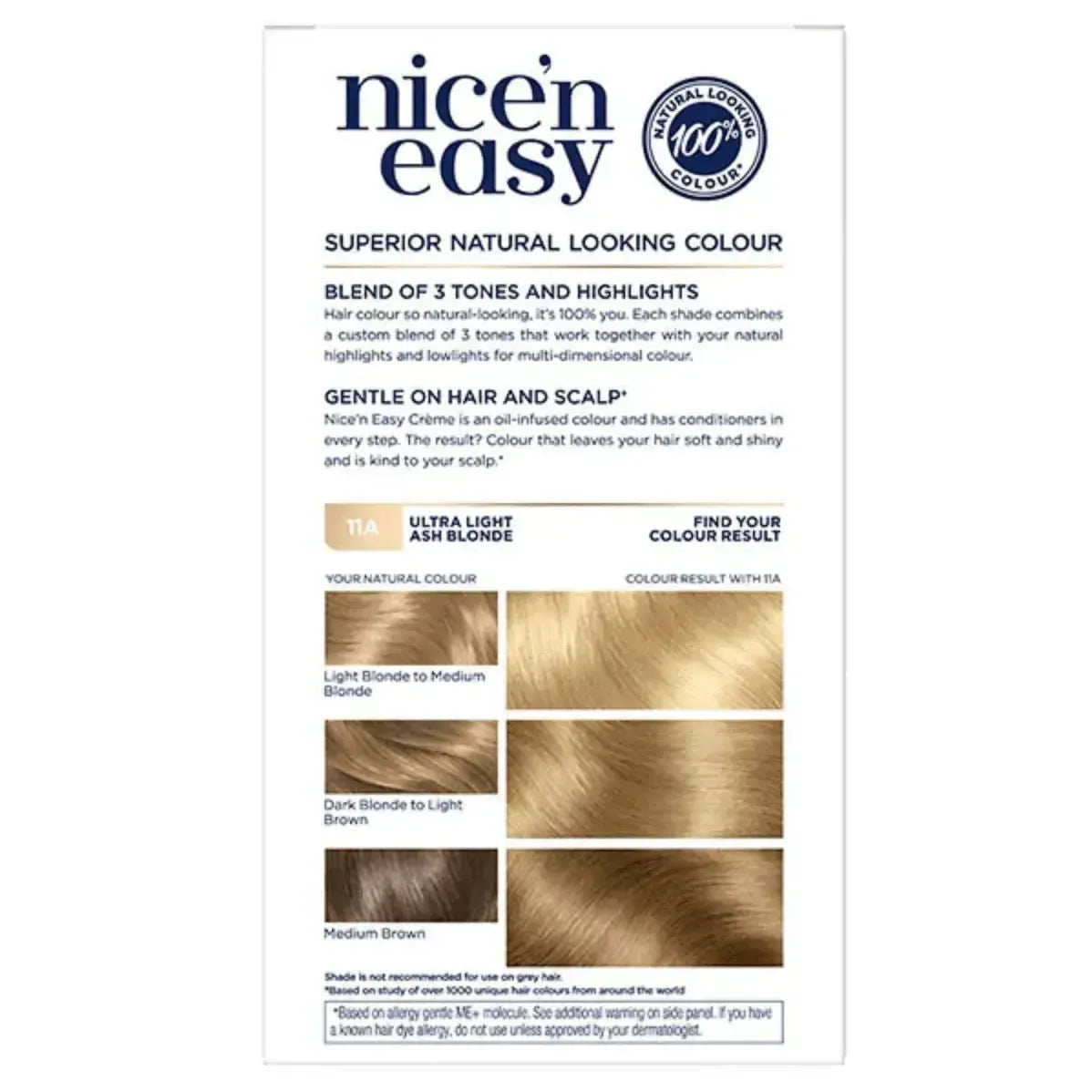 Clairol Nice N Easy Crème Permanent Hair Dye - 11A Ultra Light Ash Blonde - Healthxpress.ie