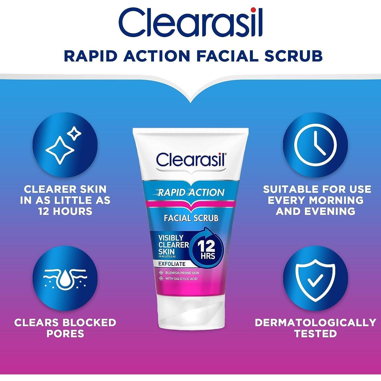 Clearasil Rapid Action Exfoliating Scrub 125ml - Healthxpress.ie